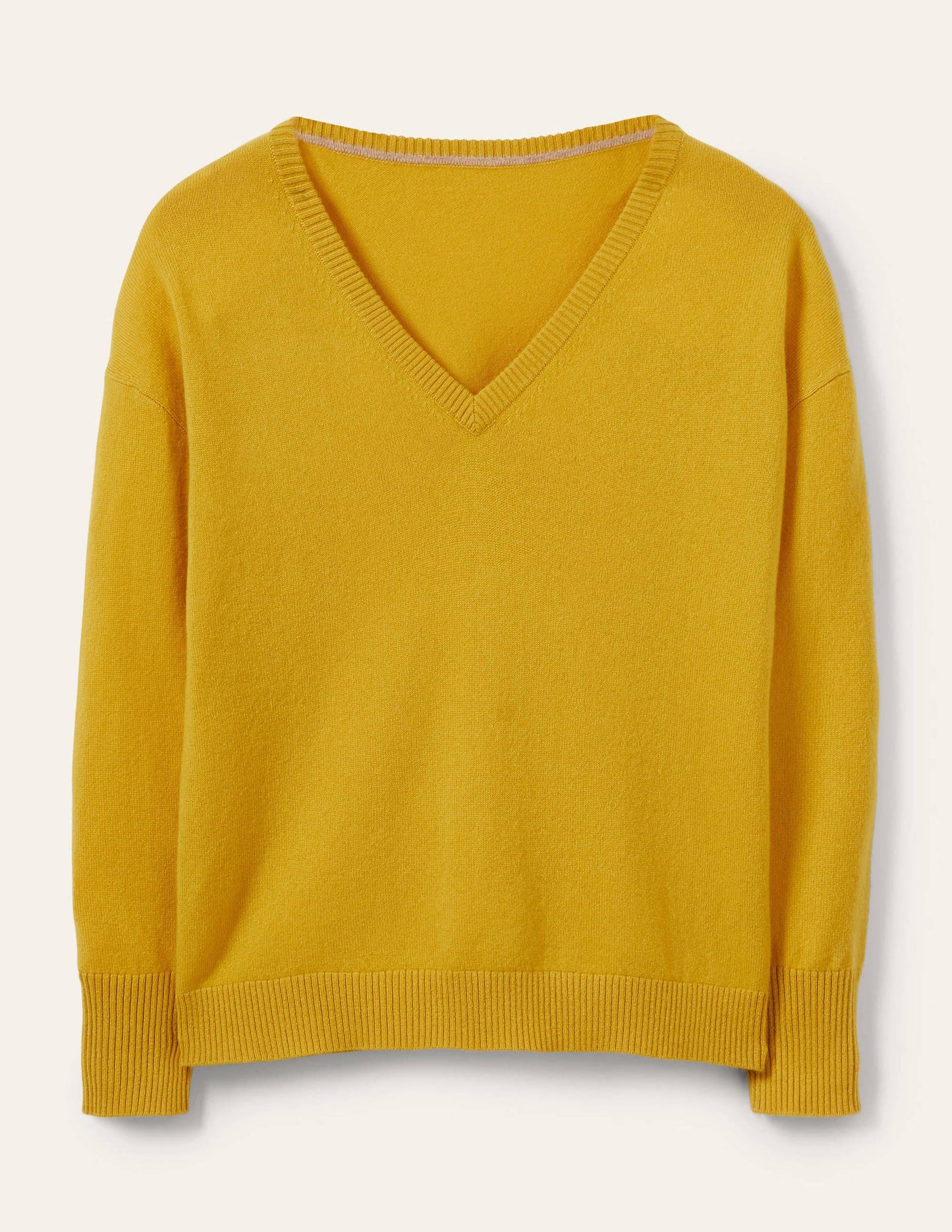 Cashmere V-neck Relaxed Jumper-Citrine Yellow