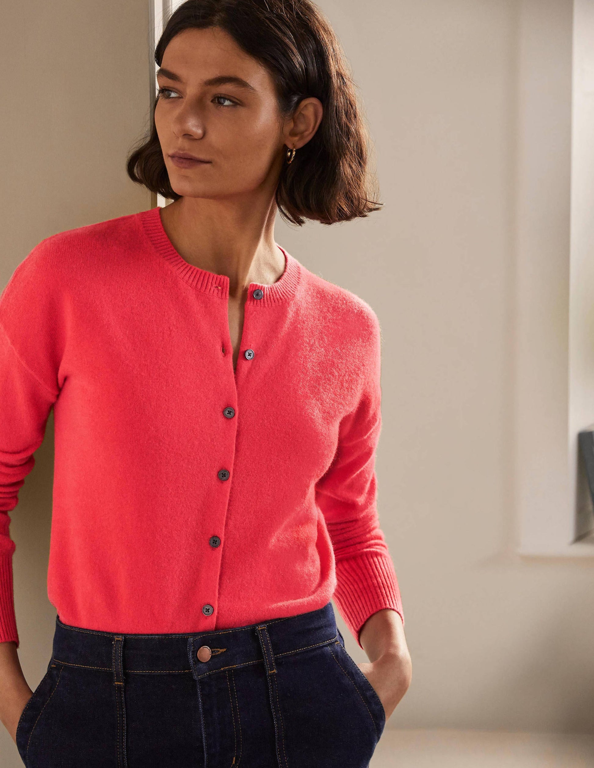 Cashmere Cardigan-Coral-1