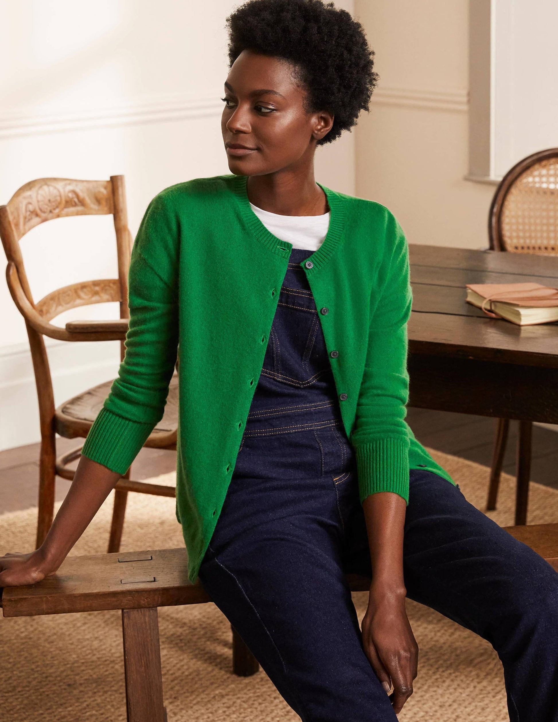 Cashmere Cardigan-Emerald Green-1