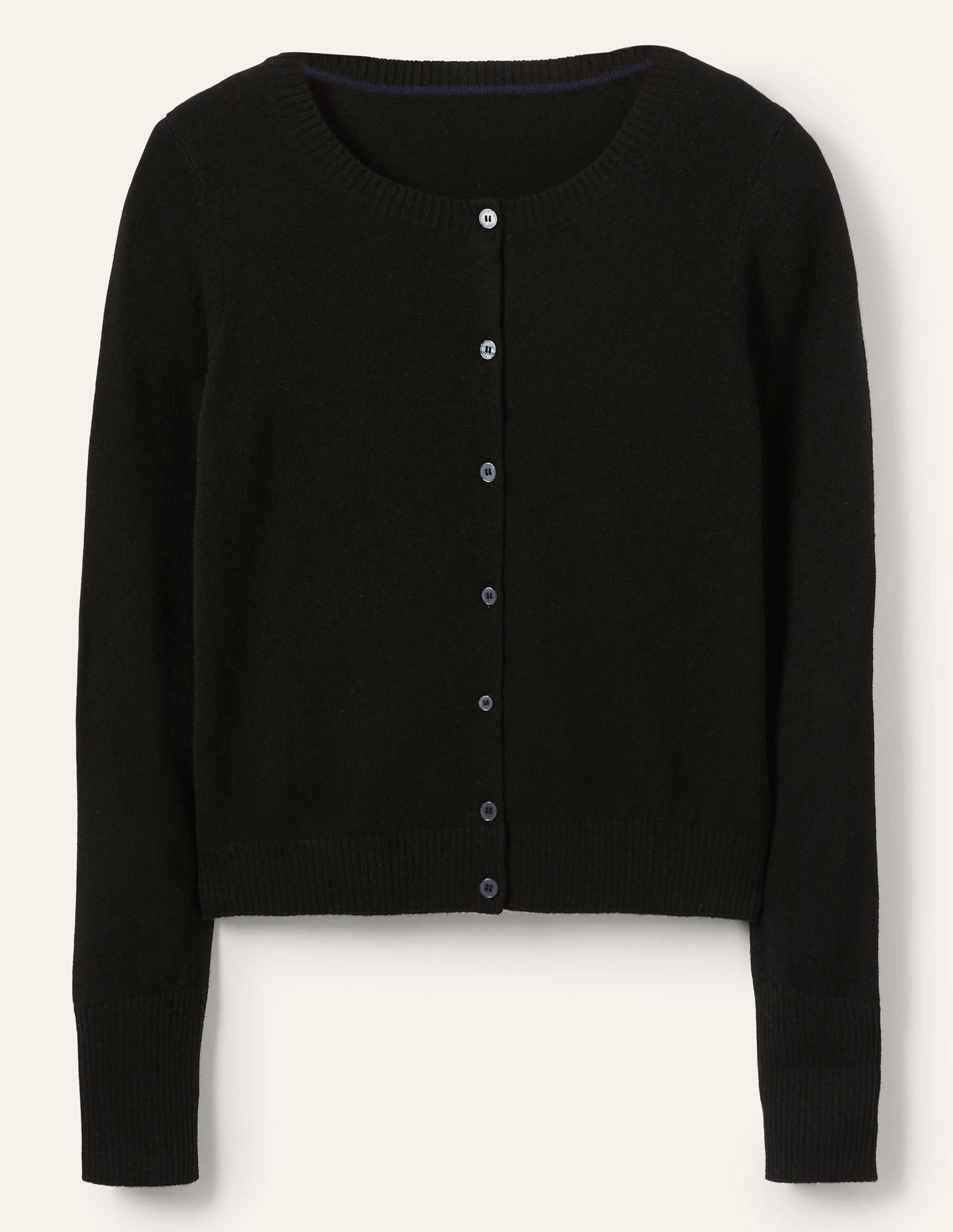 Cashmere Cropped Cardigan-Black - Image 5