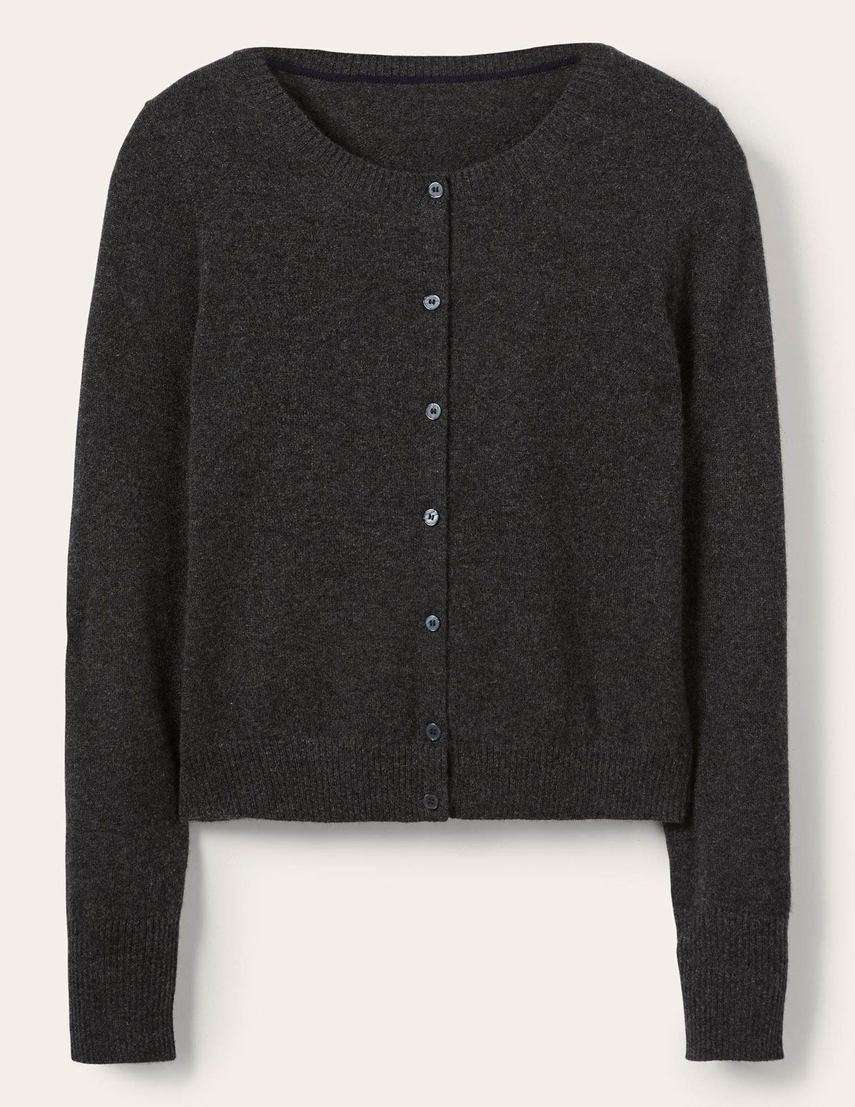 Cashmere Cropped Cardigan-Charcoal Melange-7