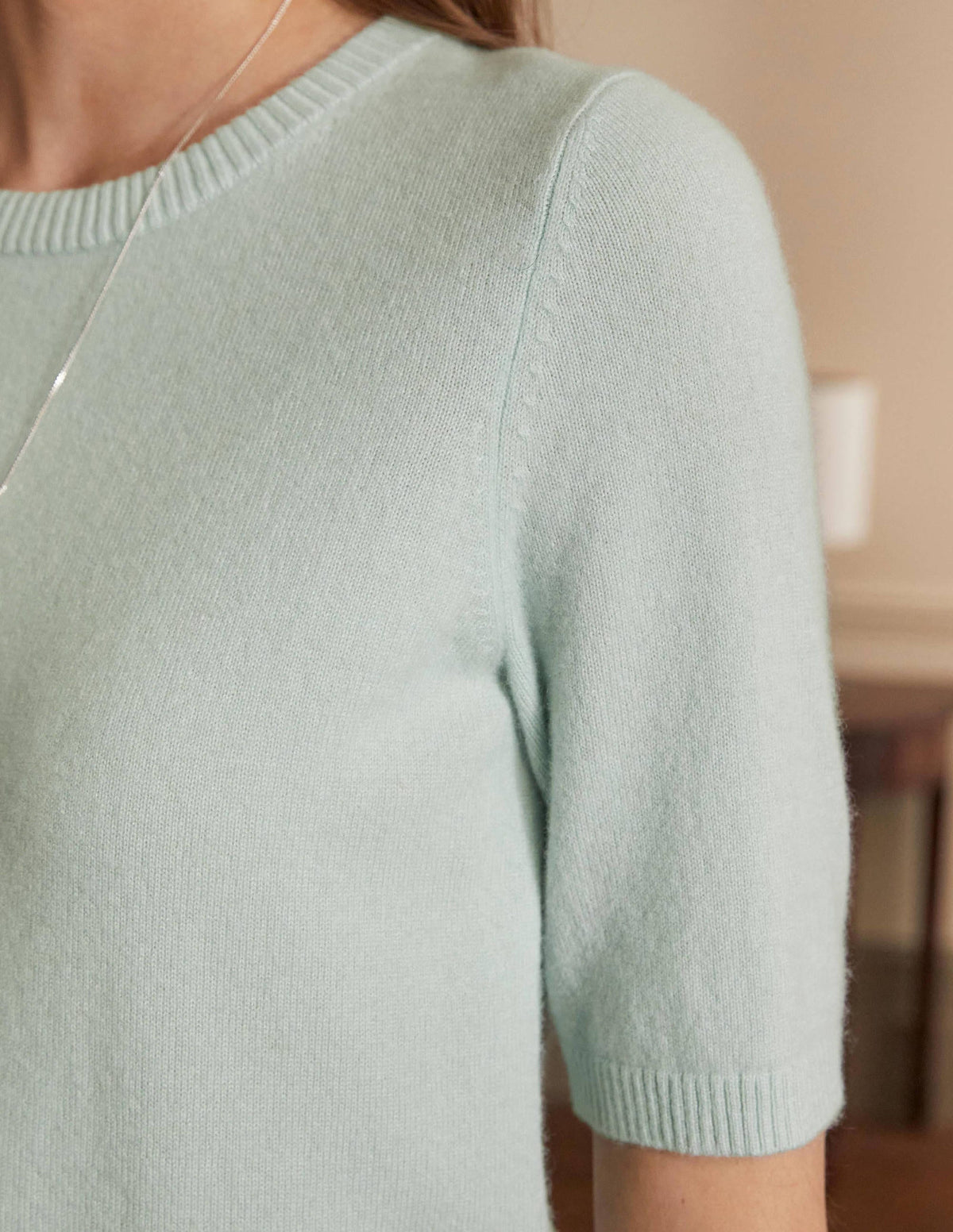 Cashmere Knitted Top-Aquamarine Blue - Image 2