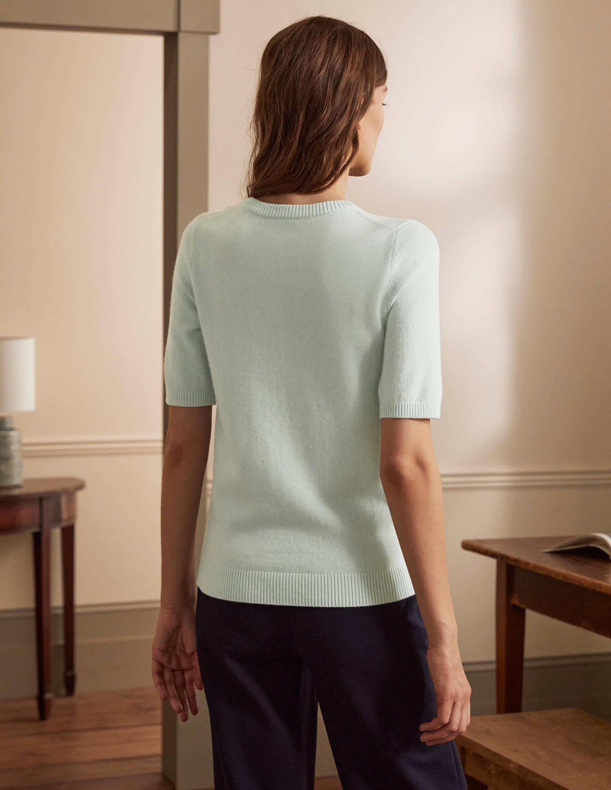 Cashmere Knitted Top-Aquamarine Blue - Image 3