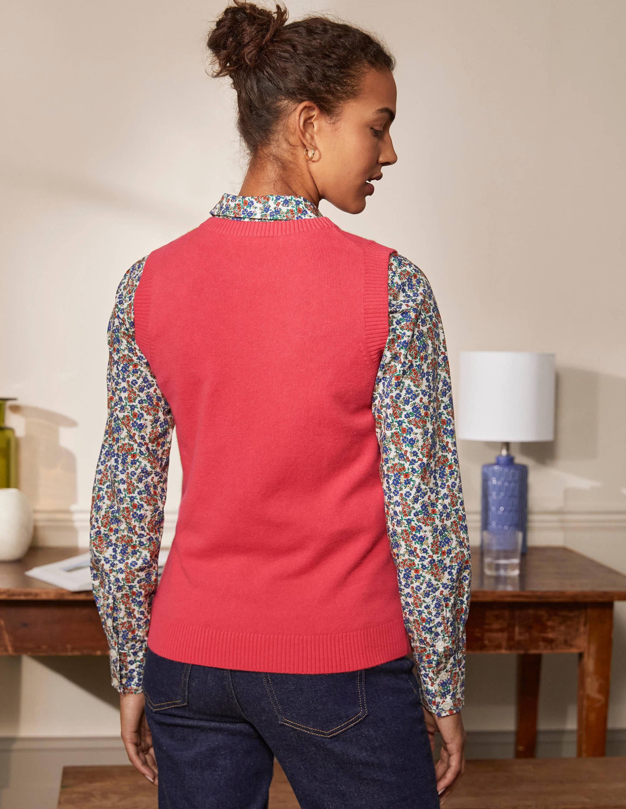 Cashmere Knitted Tank Top-Coral - Image 3