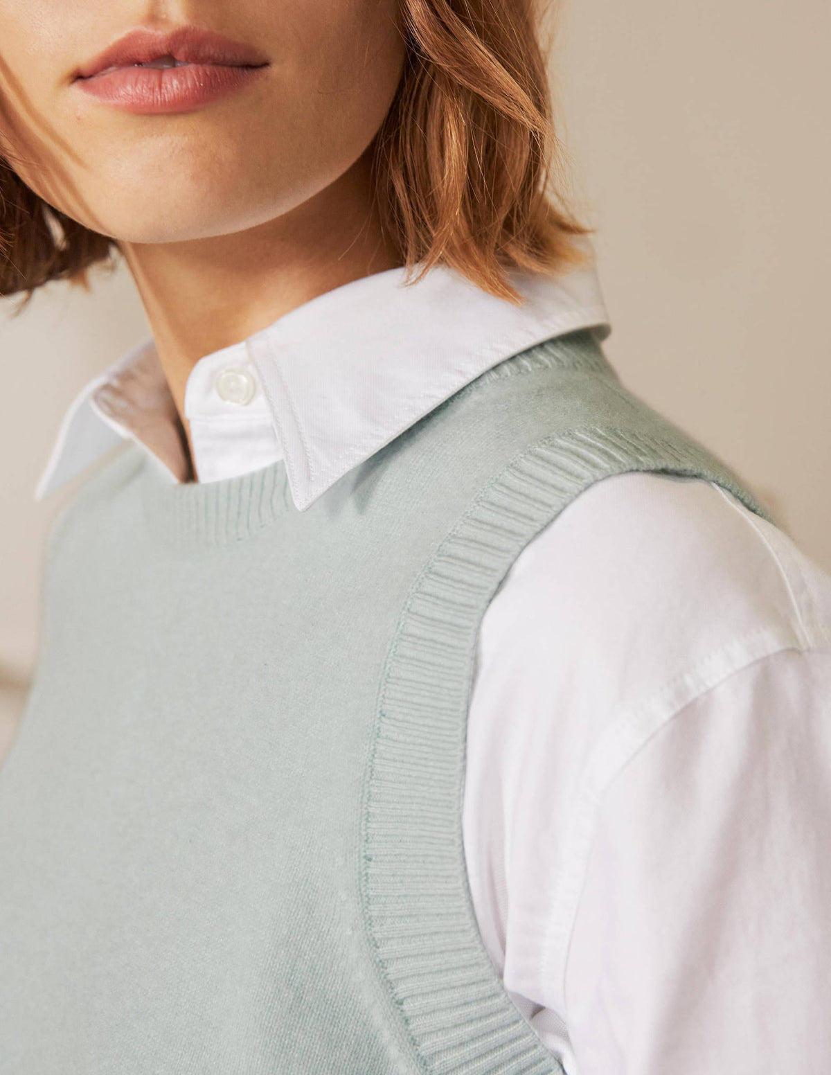 Cashmere Knitted Tank Top-Mint Blue - Image 2