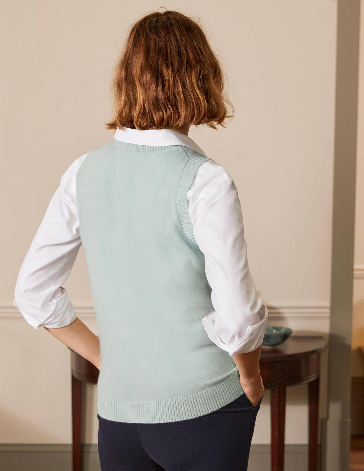Cashmere Knitted Tank Top-Mint Blue - Image 3