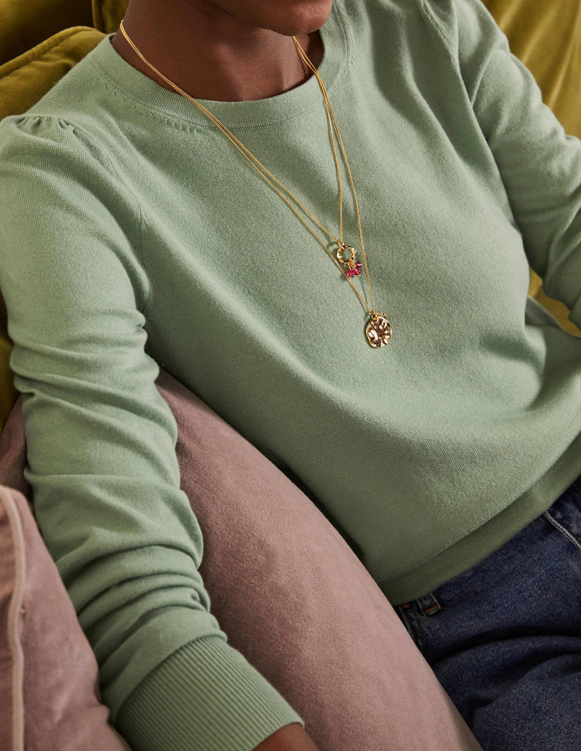 Cotton Crew Neck Jumper-Duck Egg-2