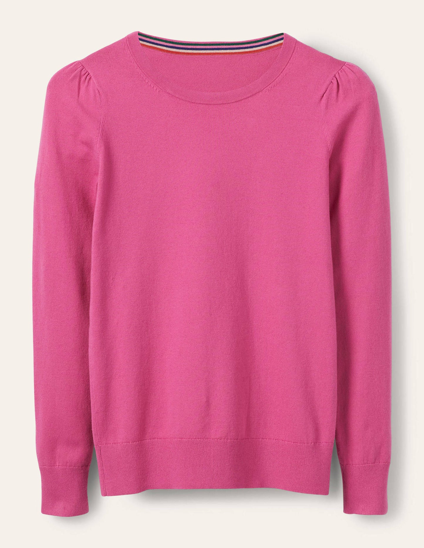 Cotton Crew Neck Jumper-Candy Pink