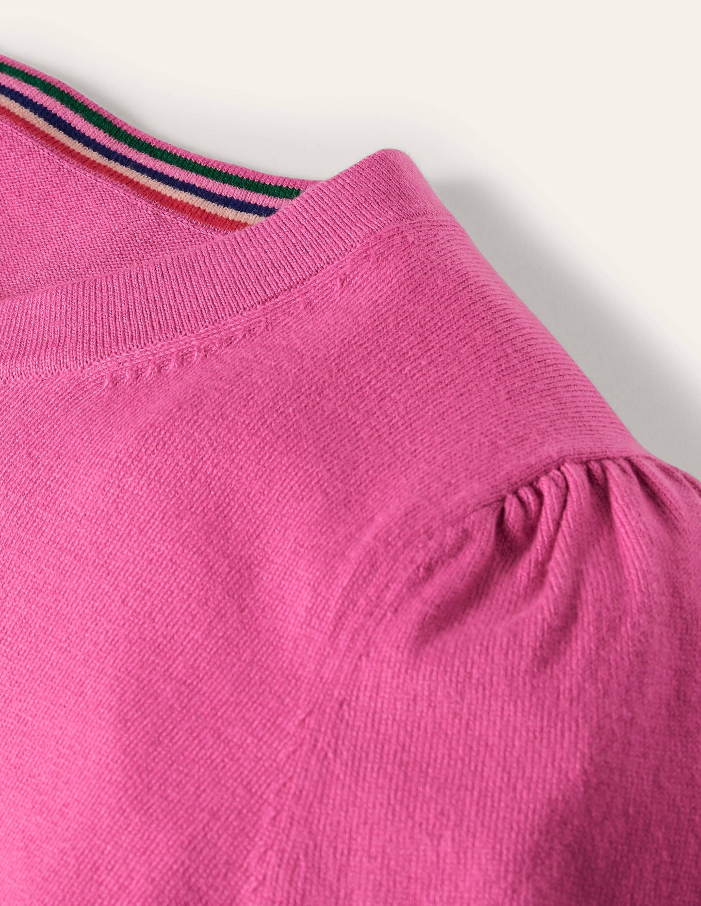 Cotton Crew Neck Jumper-Candy Pink