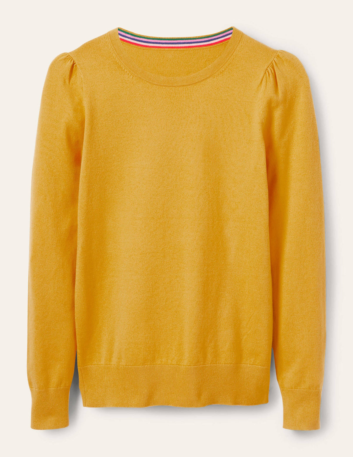 Cotton Crew Neck Jumper-Honey Gold - Image 5