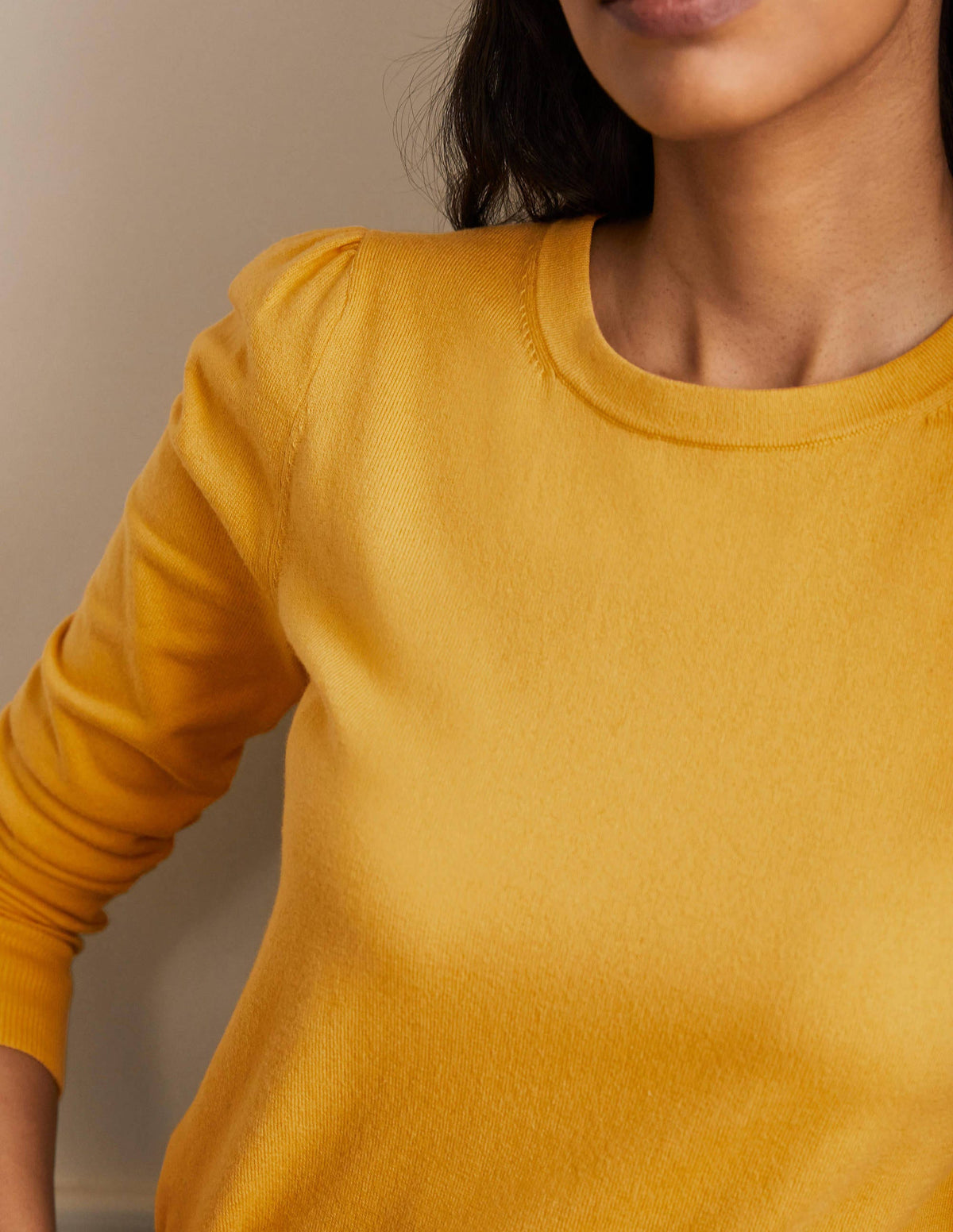 Cotton Crew Neck Jumper-Honey Gold - Image 2