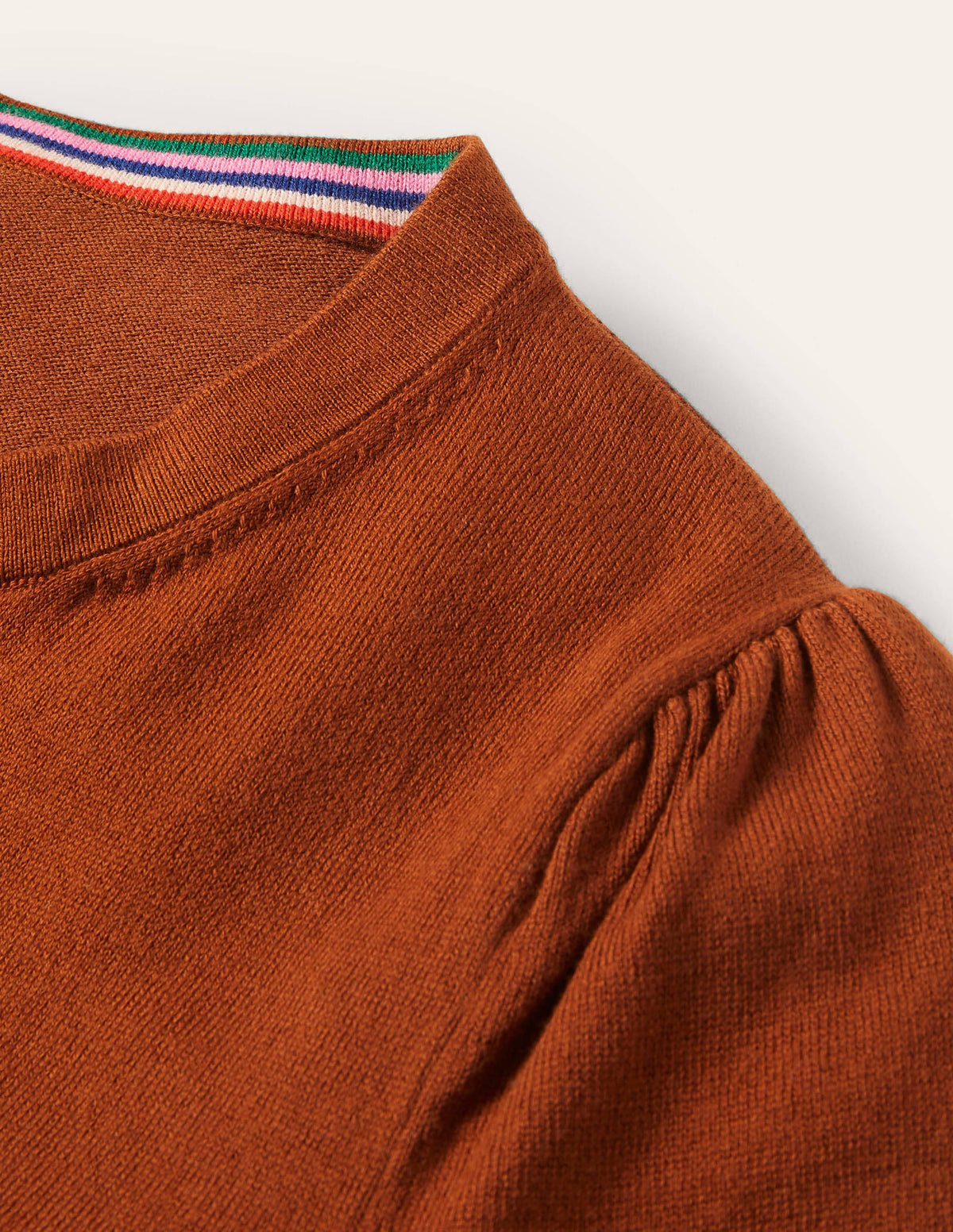 Cotton Crew Neck Cardigan-Rust - Image 5
