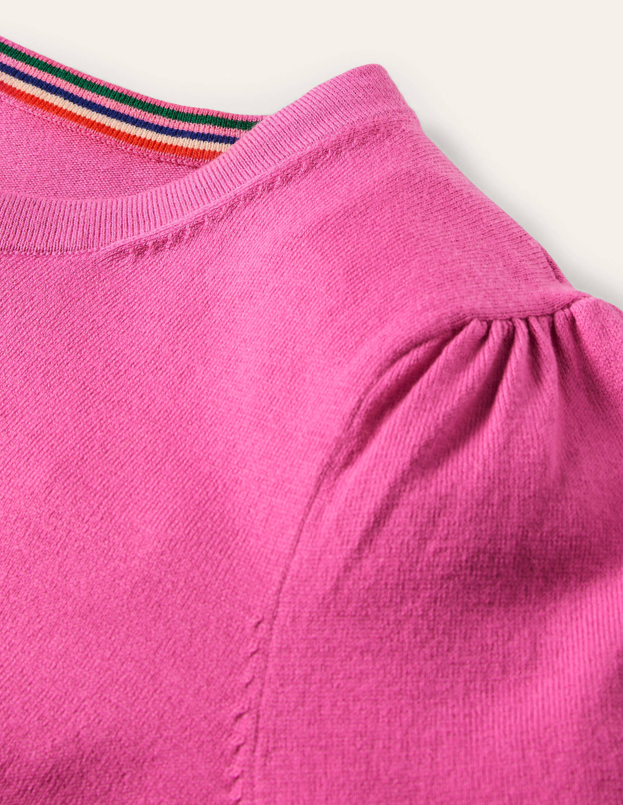 Cotton Crew Neck Cardigan-Candy Pink - Image 6