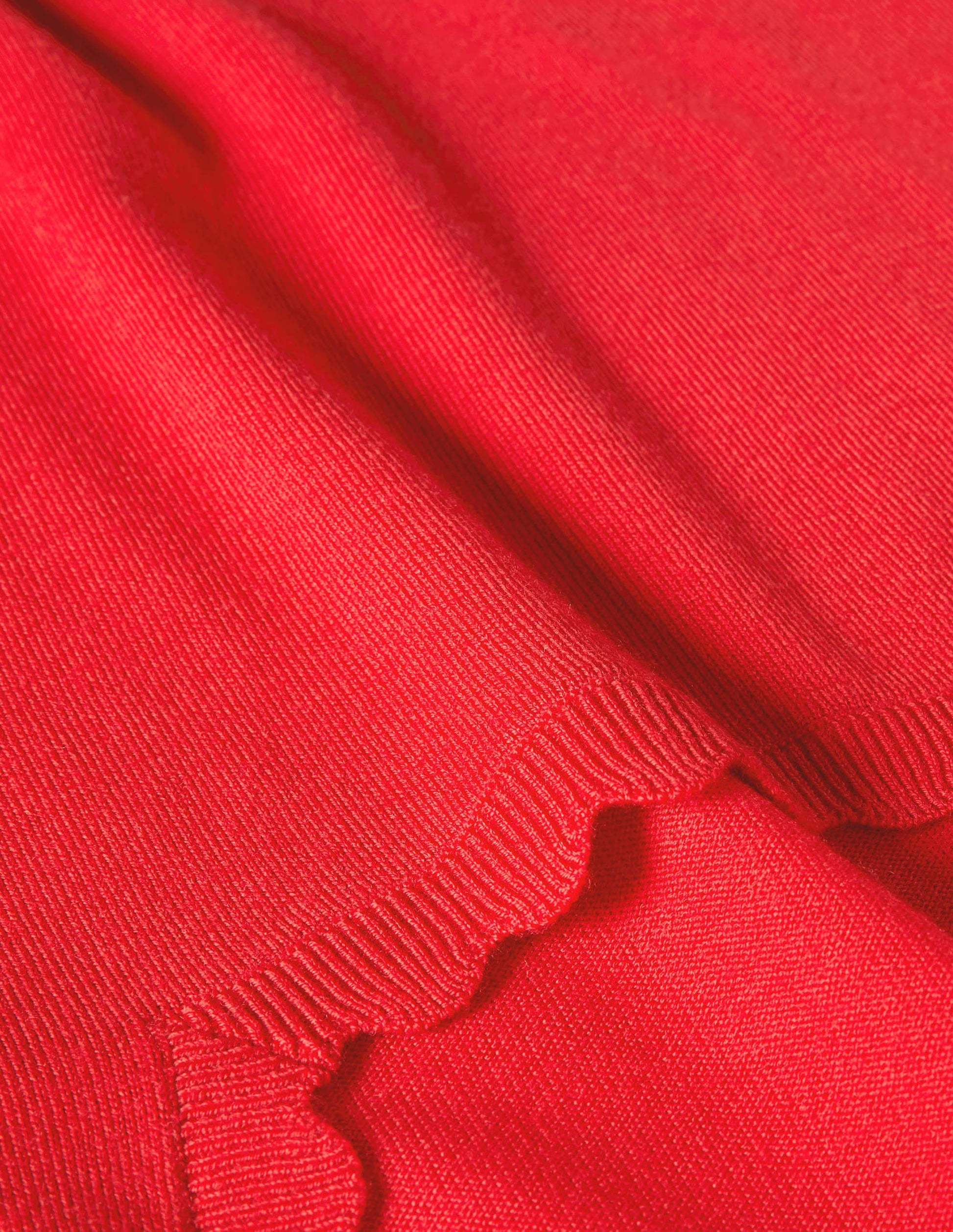 Merino Scallop Knitted Top-Cherry Red-6