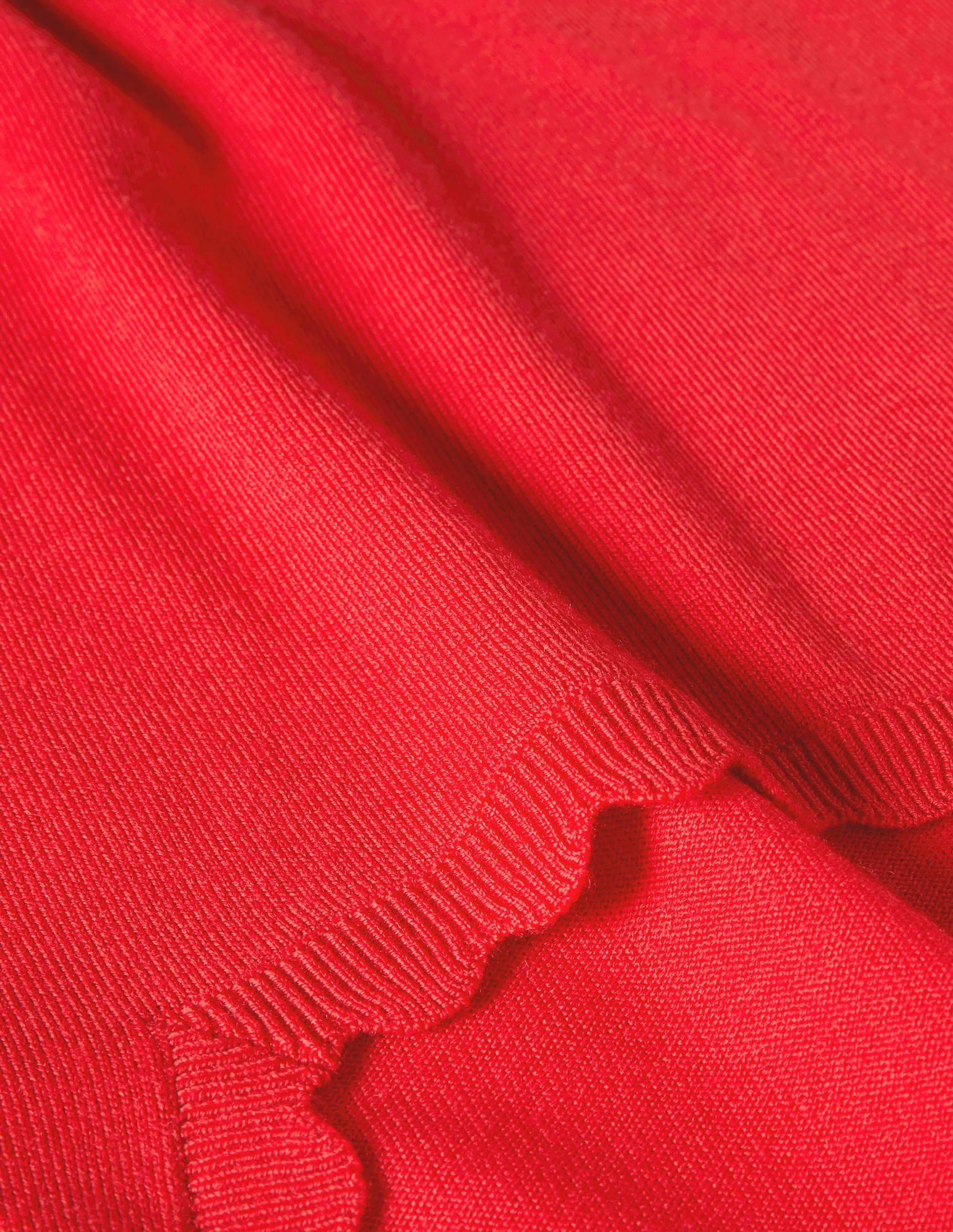 Merino Scallop Knitted Top-Cherry Red - Image 6