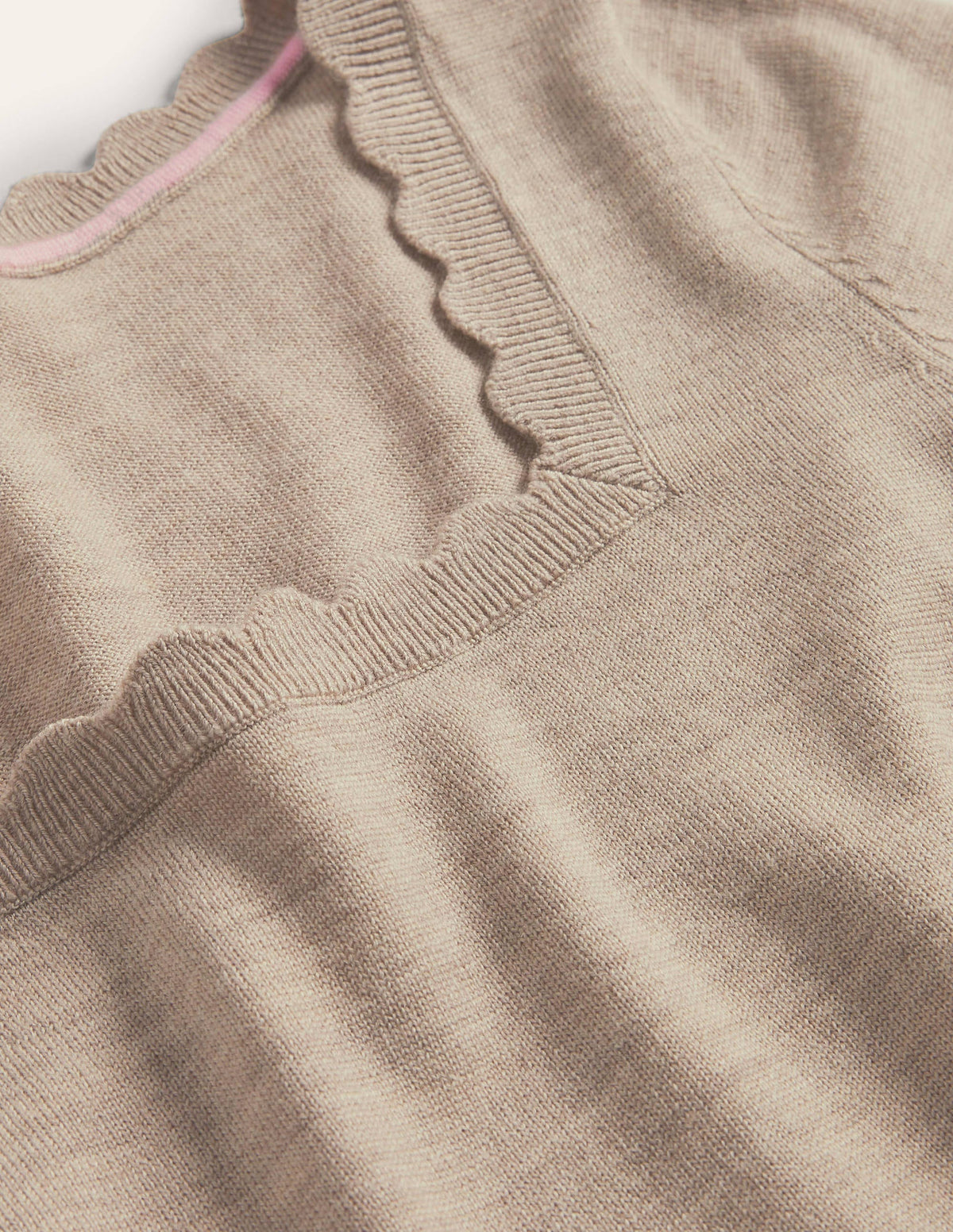 Merino Scallop Knitted Top-Mink Melange-6