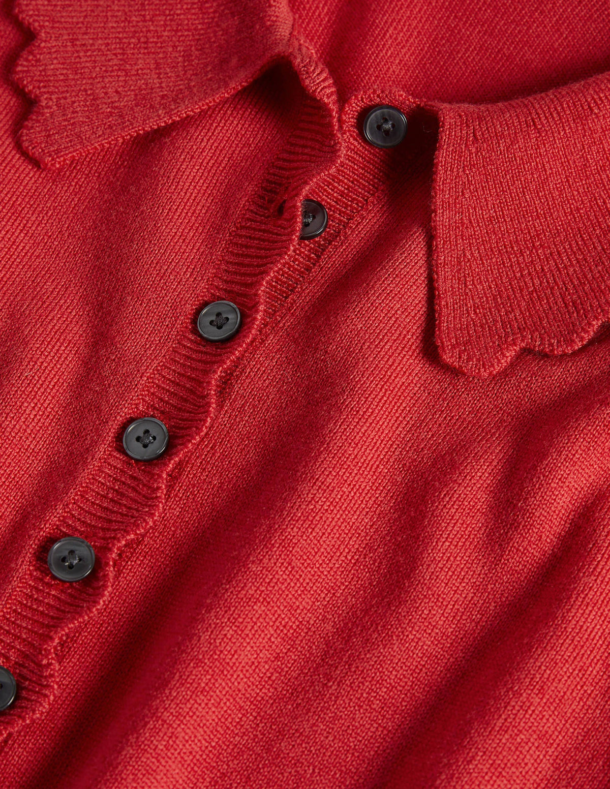 Merino Scallop Collar Jumper-Cherry Red - Image 5