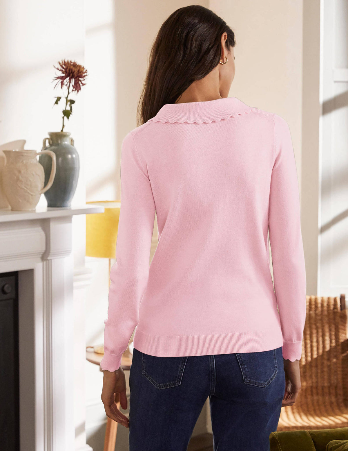Merino Scallop Collar Jumper-Coconut Ice-3