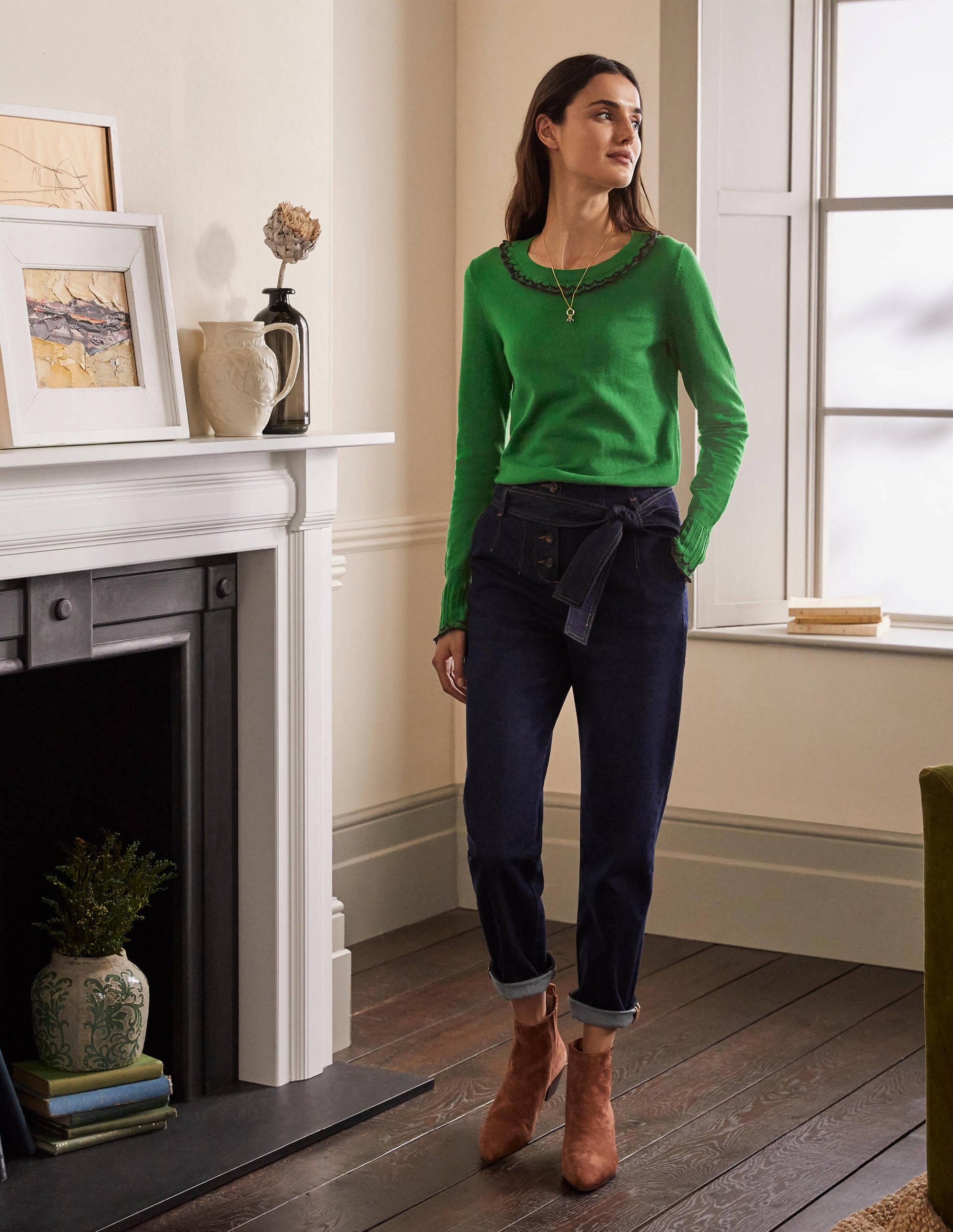Aimee Pointelle Jumper-Conifer - Image 4