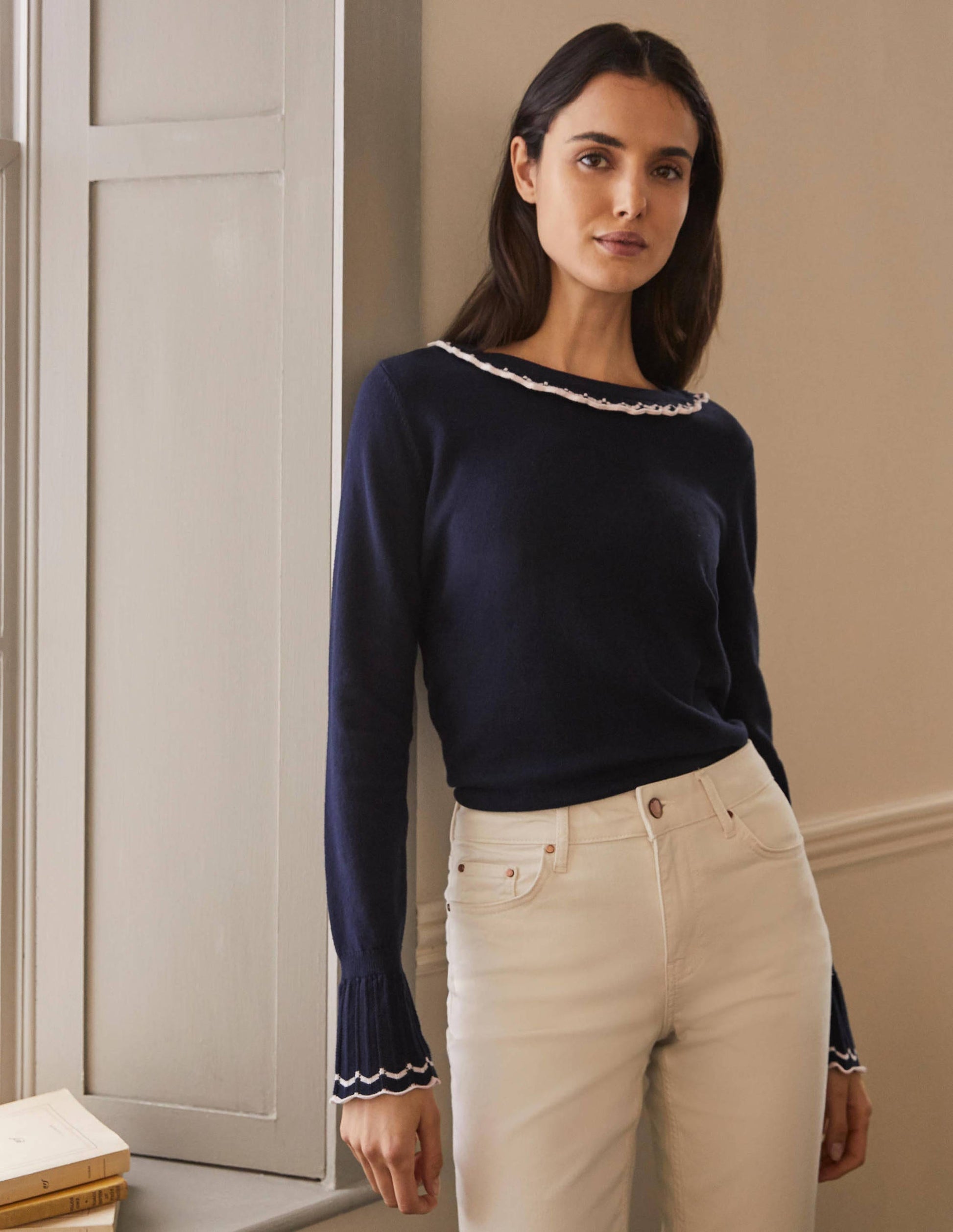 Aimee Pointelle Jumper-Navy-1