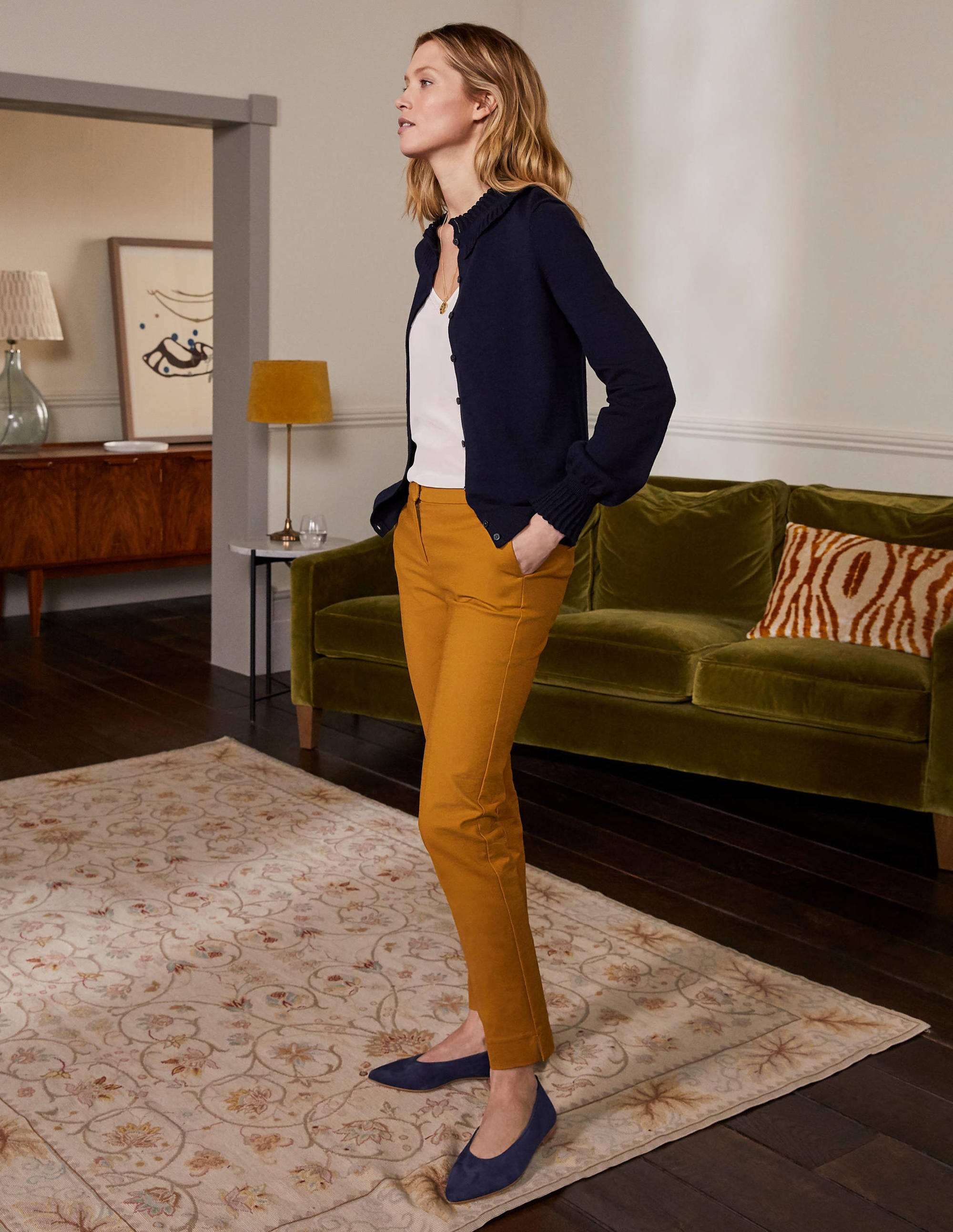 Frederica Pointelle Cardigan-Navy - Image 4