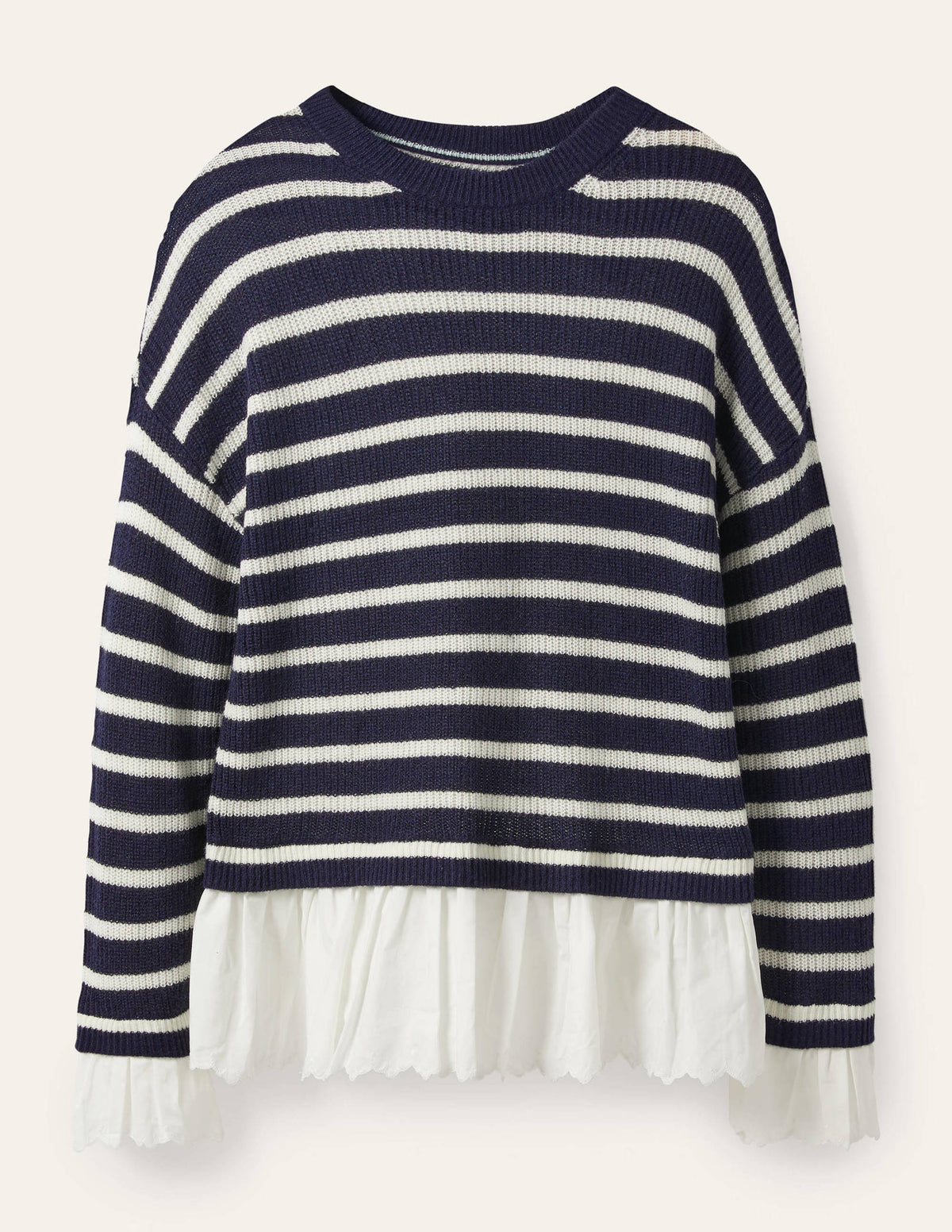 Catherine Woven Fluffy Jumper-Navy/Ivory Stripe - Image 5