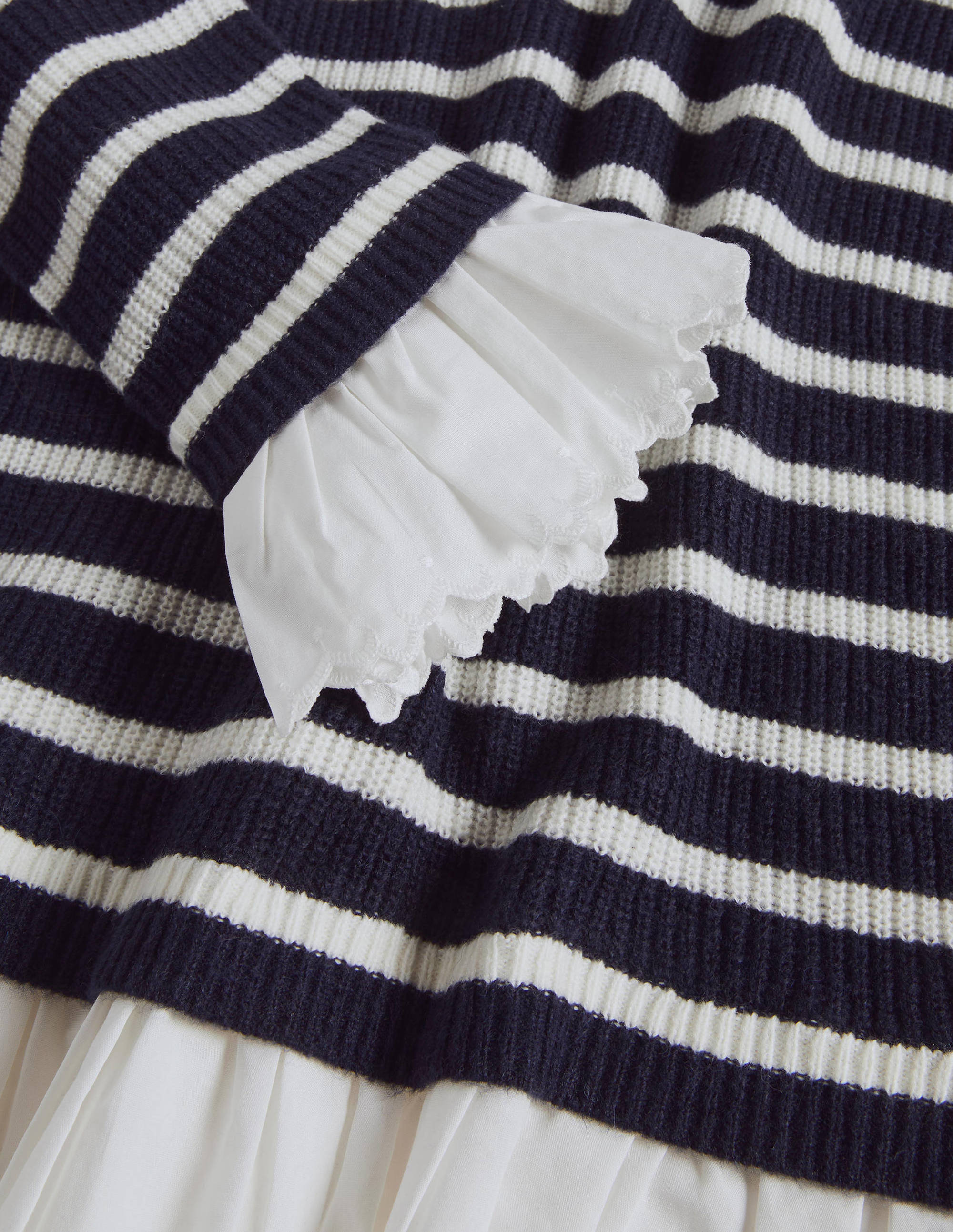 Catherine Woven Fluffy Jumper-Navy/Ivory Stripe - Image 6