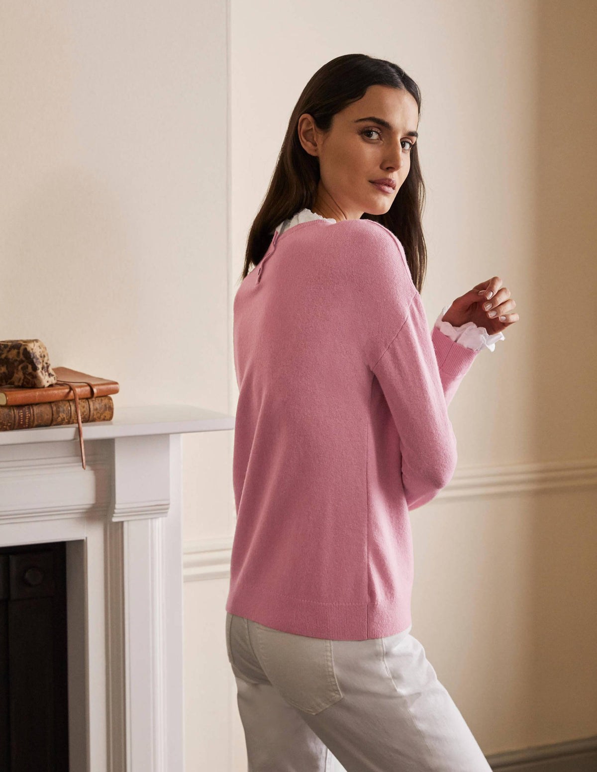 Lydia Woven Frill Jumper-Formica Pink - Image 3