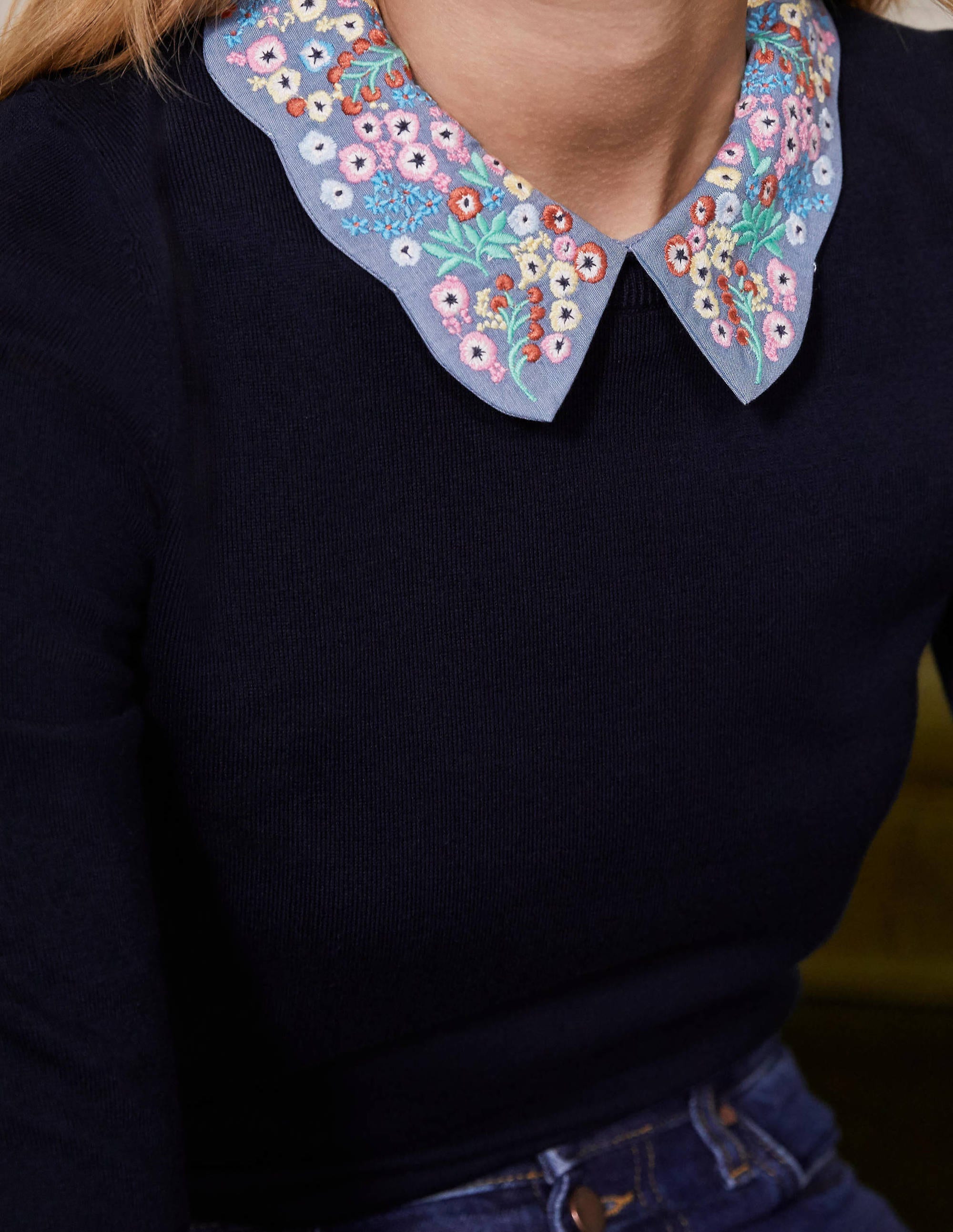Colette Collar Jumper-Navy - Image 2