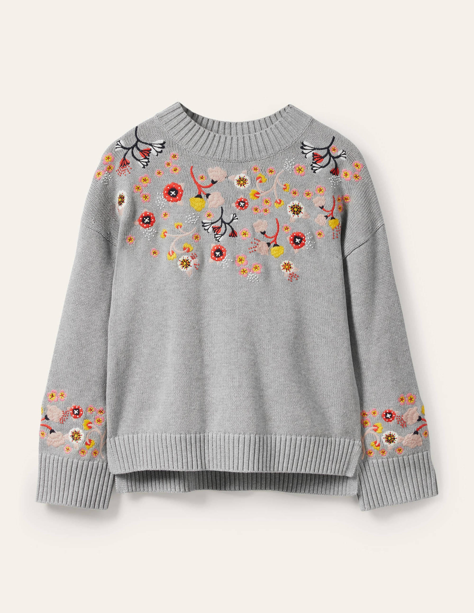 Embroidered Relaxed Jumper-Silver Melange - Image 5