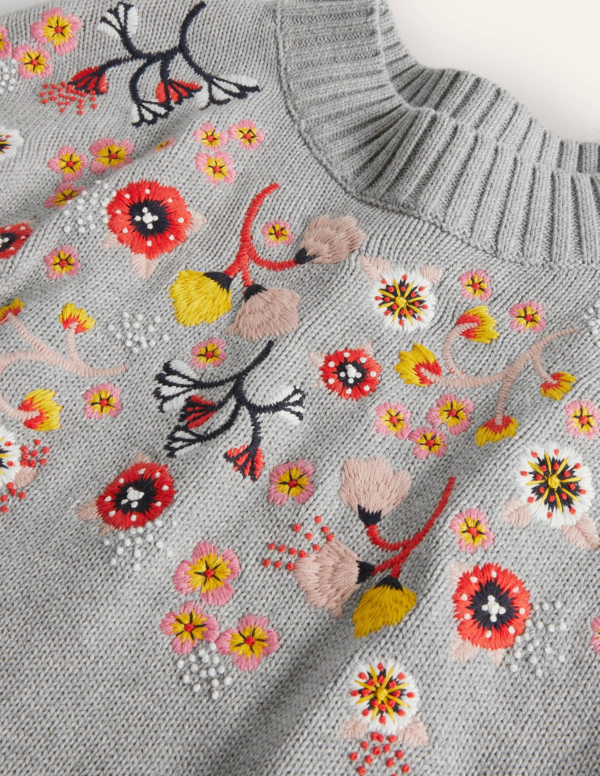 Embroidered Relaxed Jumper-Silver Melange-6