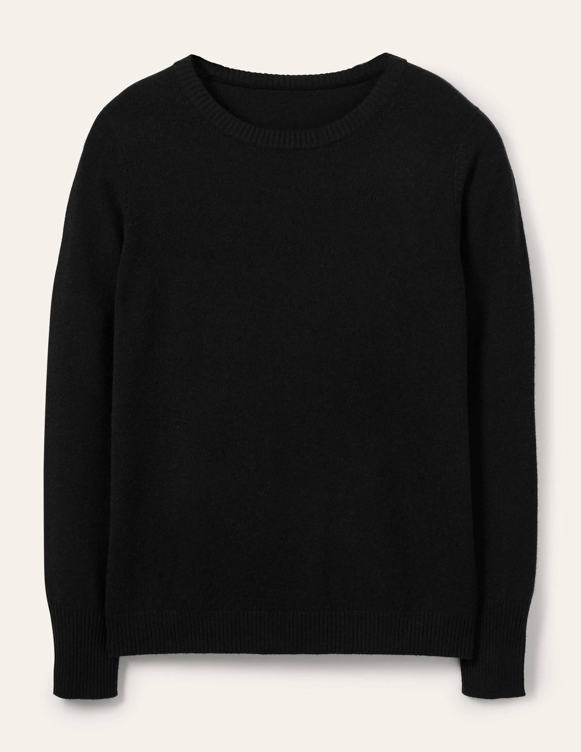 Cashmere Crew Neck Jumper-Black - Image 5