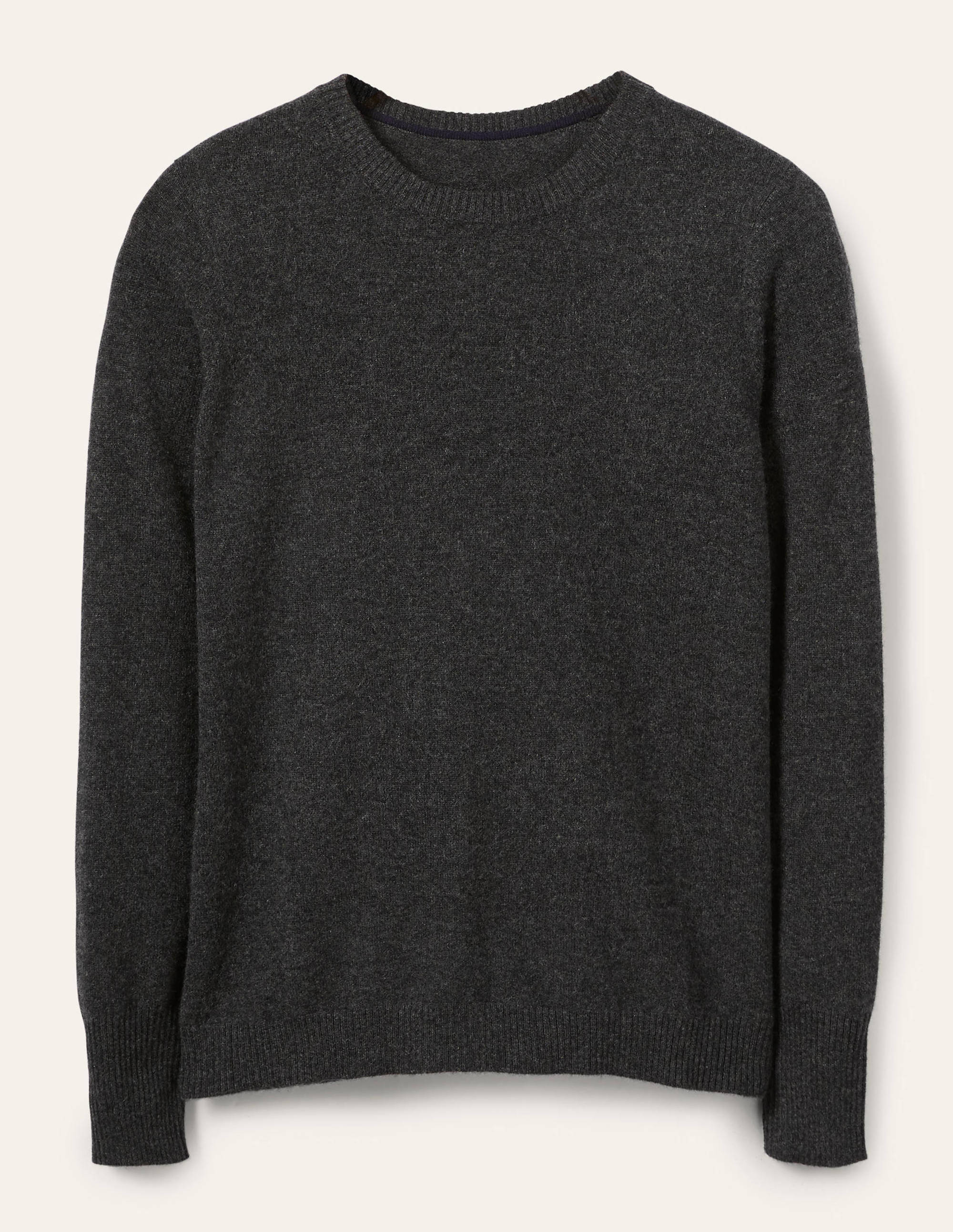 Cashmere Crew Neck Jumper-Charcoal Melange - Image 5