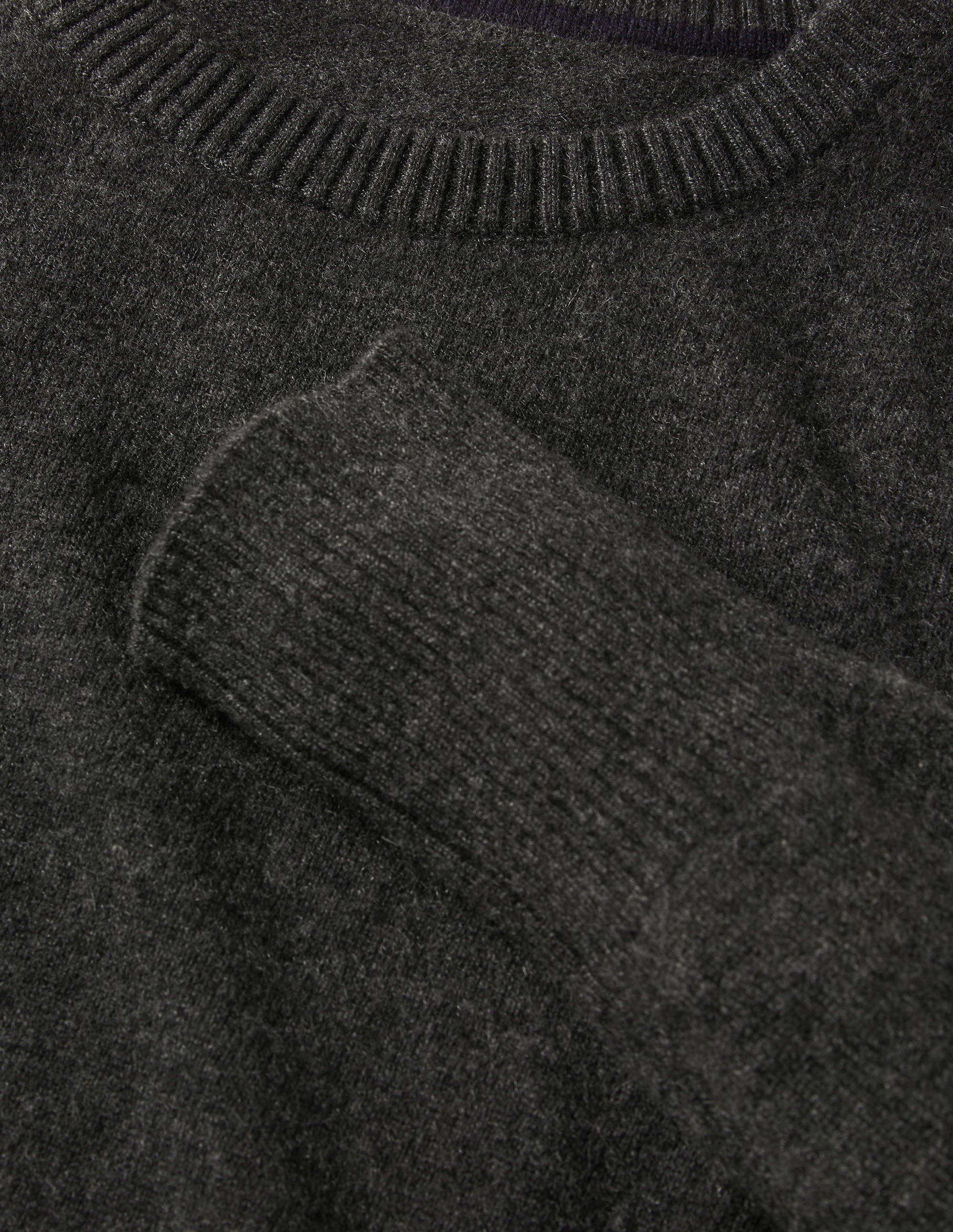 Cashmere Crew Neck Jumper-Charcoal Melange - Image 6