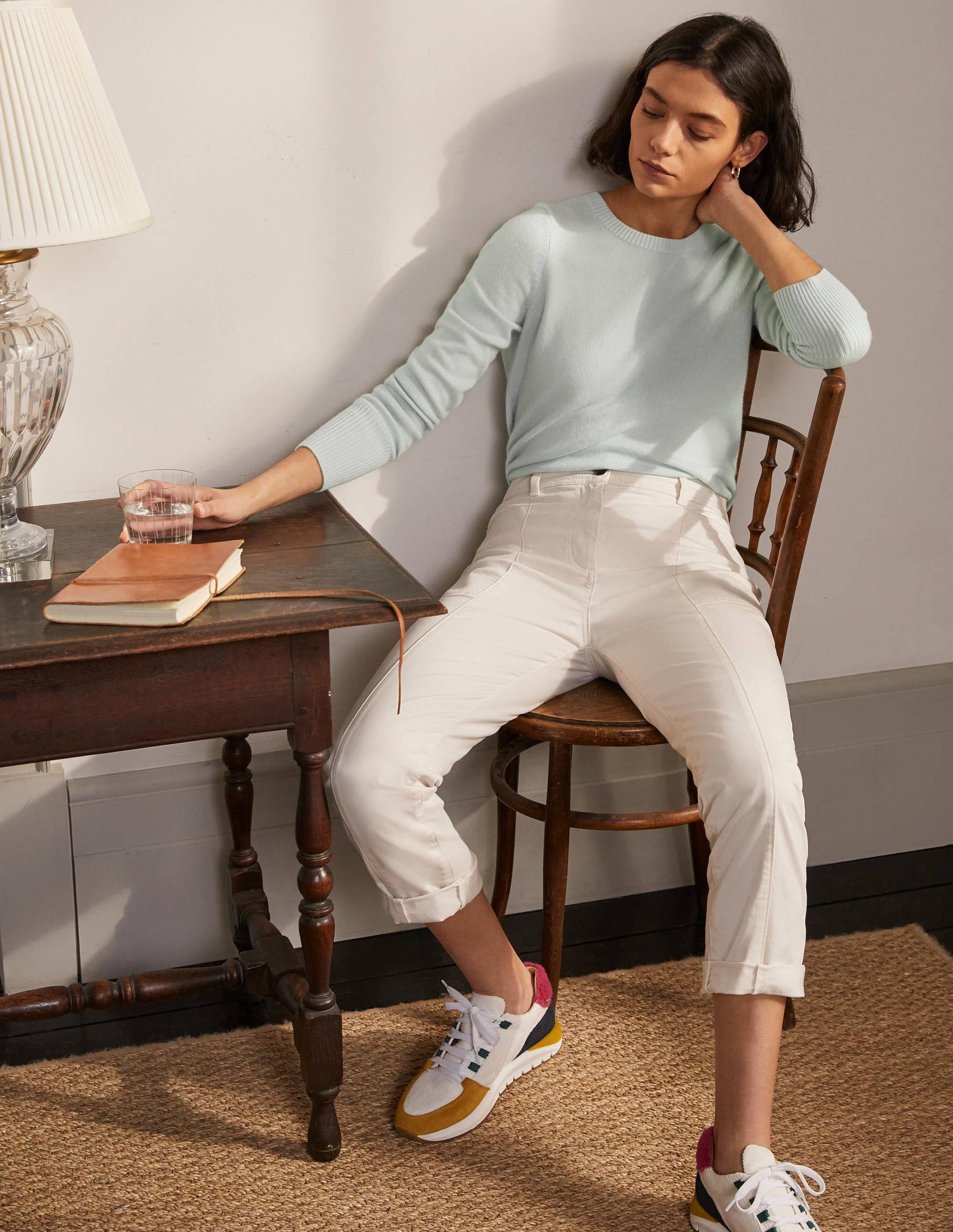 Cashmere Crew Neck Jumper-Mint Blue - Image 2