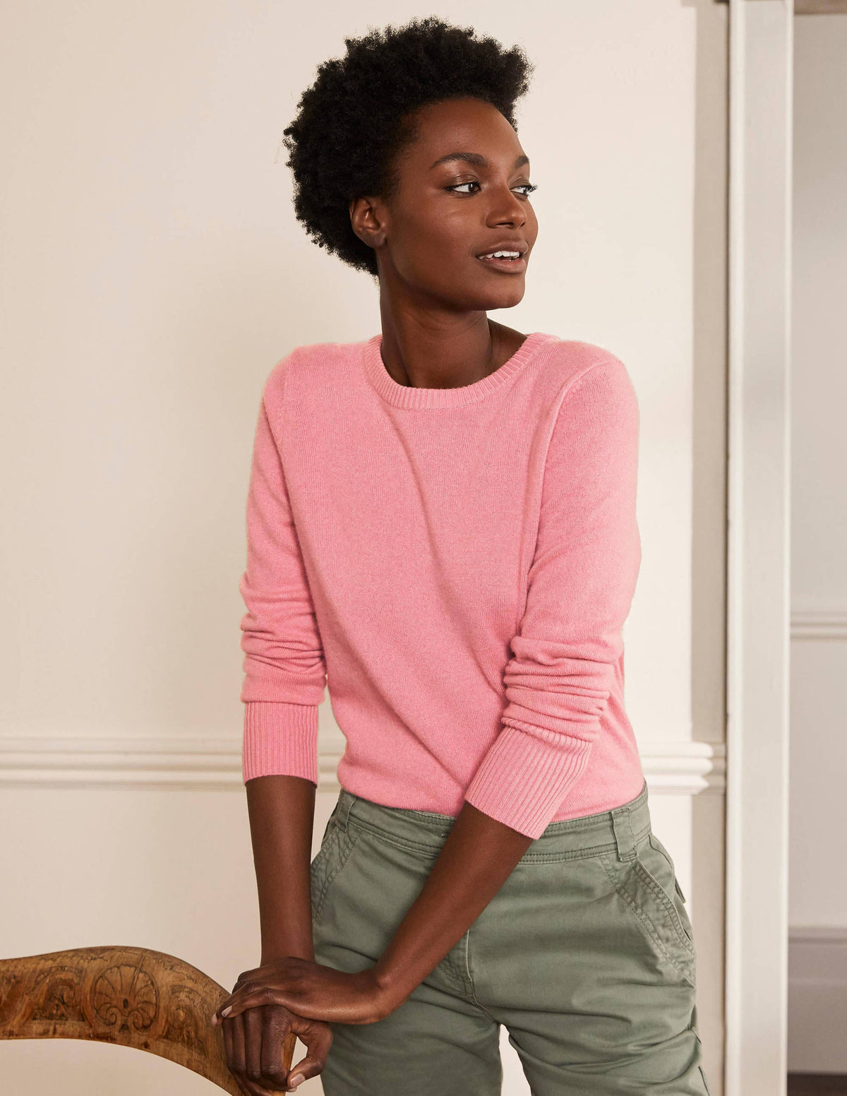 Cashmere Crew Neck Jumper-Formica Pink - Image 1