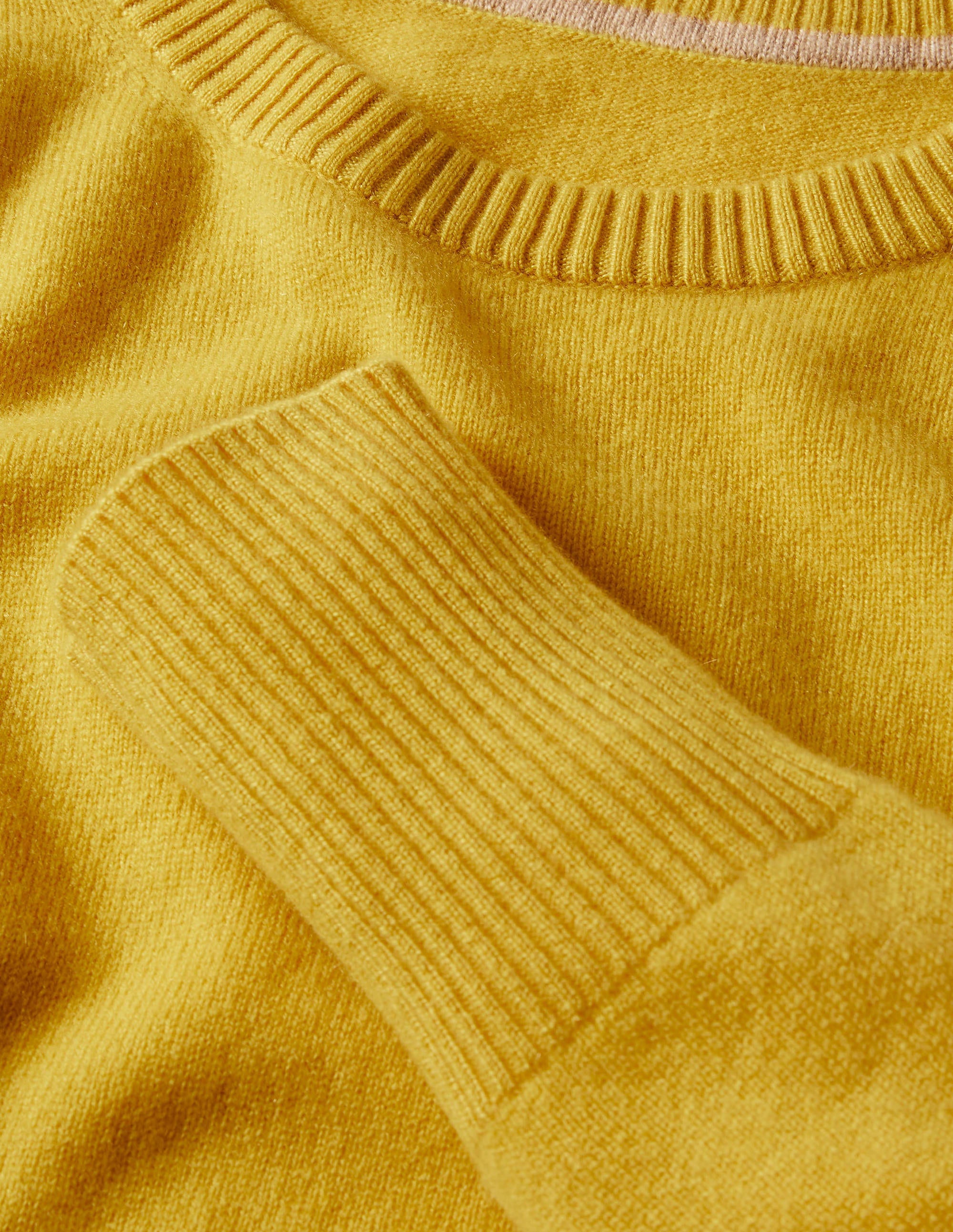 Cashmere Crew Neck Jumper-Citrine Yellow - Image 6