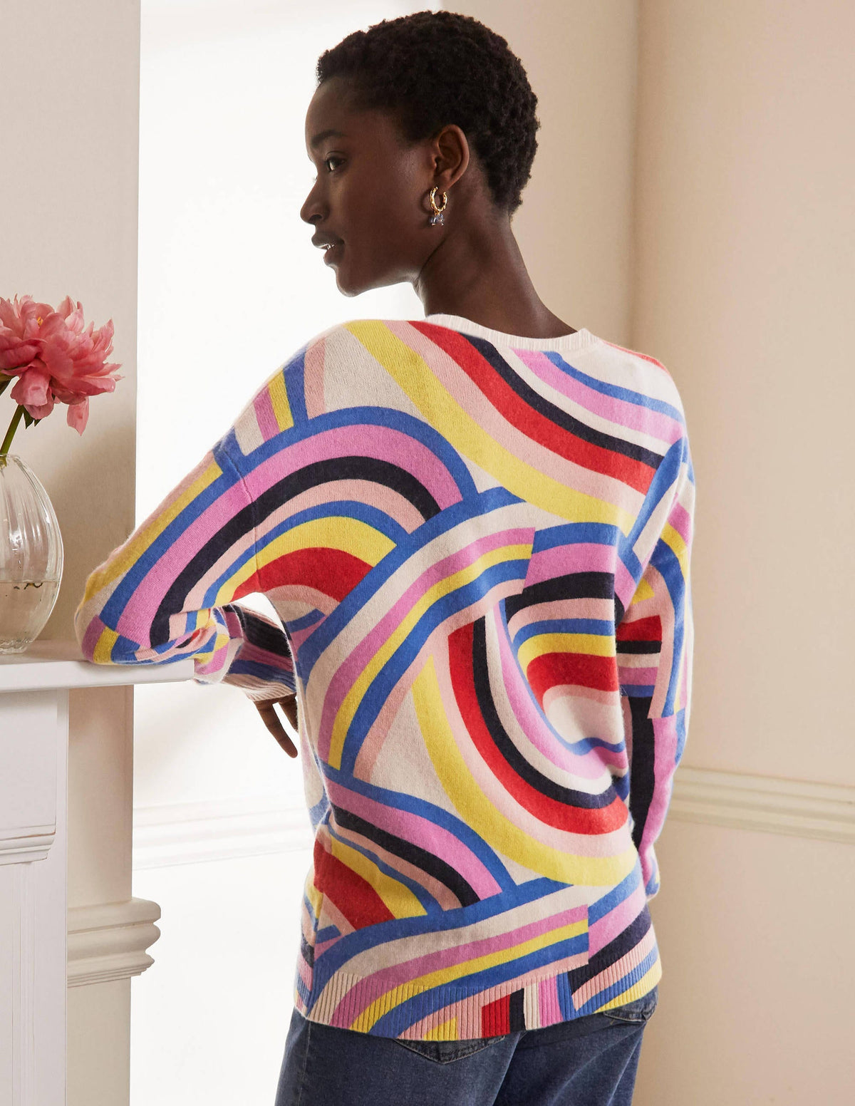 Margot Cashmere Jumper-Abstract Rainbow Stripe - Image 3