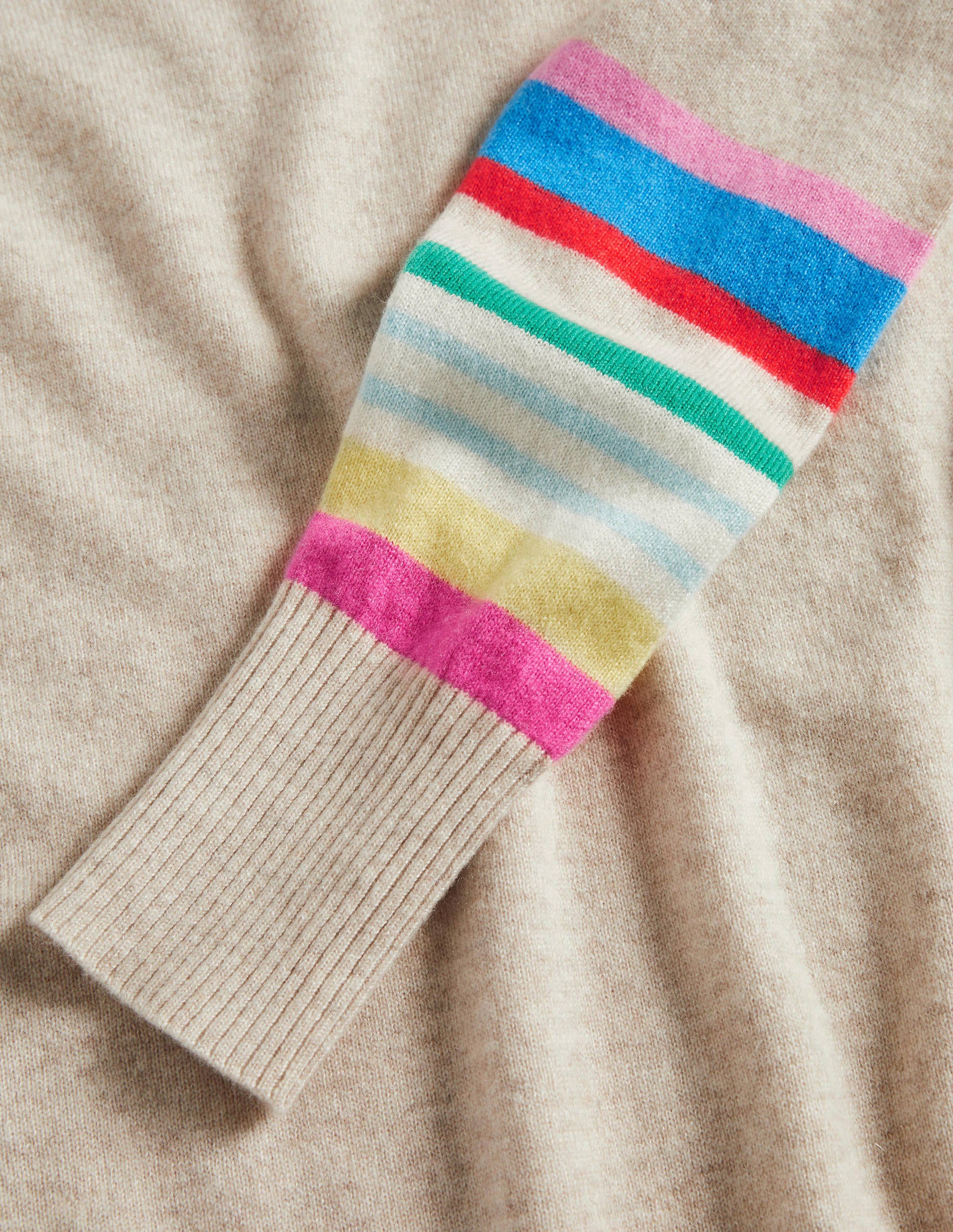 Margot Cashmere Jumper-Oatmeal/Moonstone Stripe - Image 7
