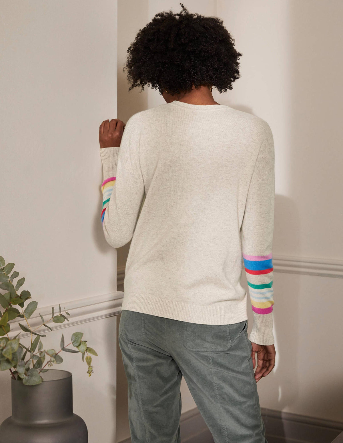 Margot Cashmere Jumper-Oatmeal/Moonstone Stripe - Image 3