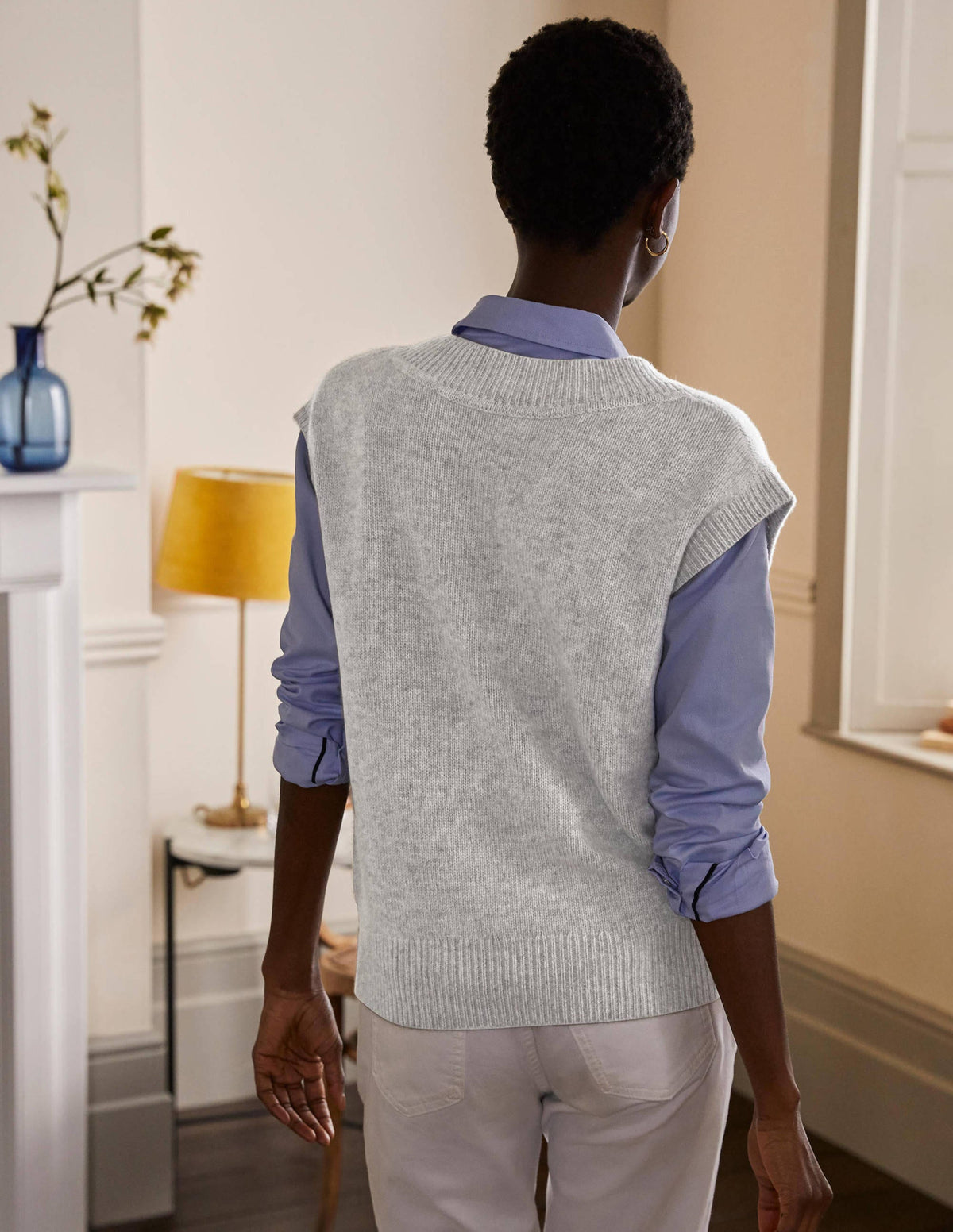 Cashmere Relaxed Tank Top-Grey Melange - Image 3