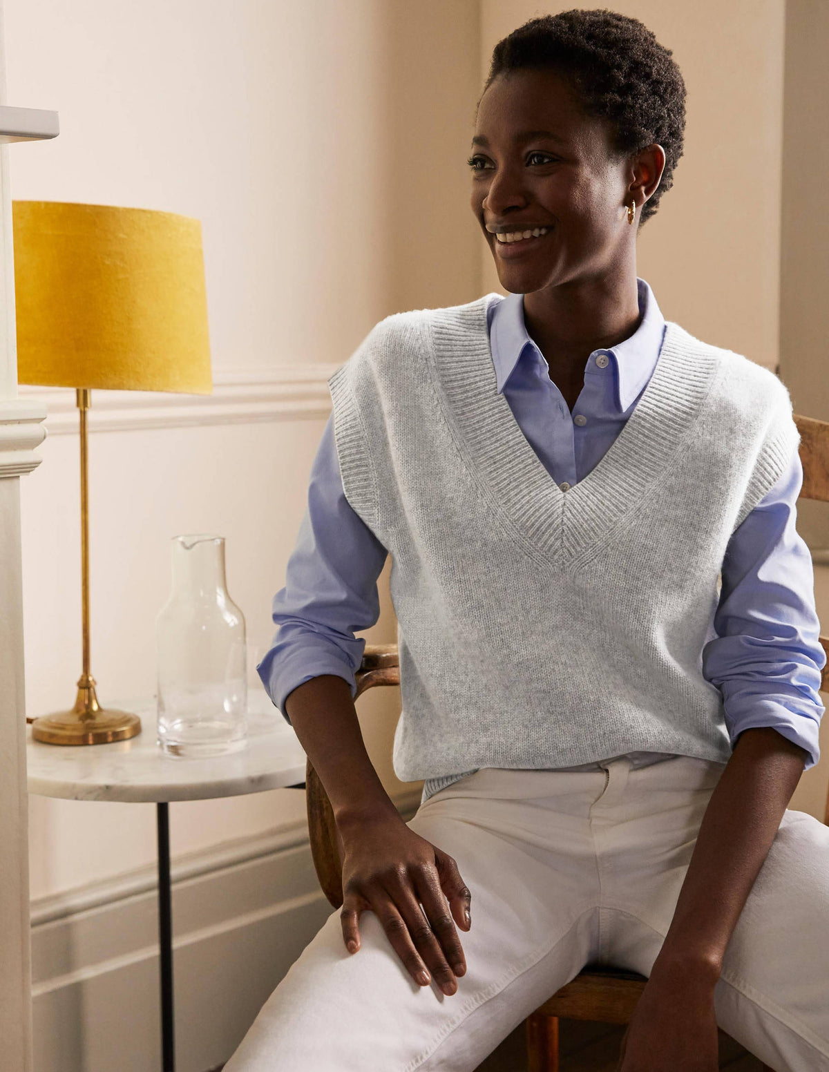 Cashmere Relaxed Tank Top-Grey Melange - Image 4