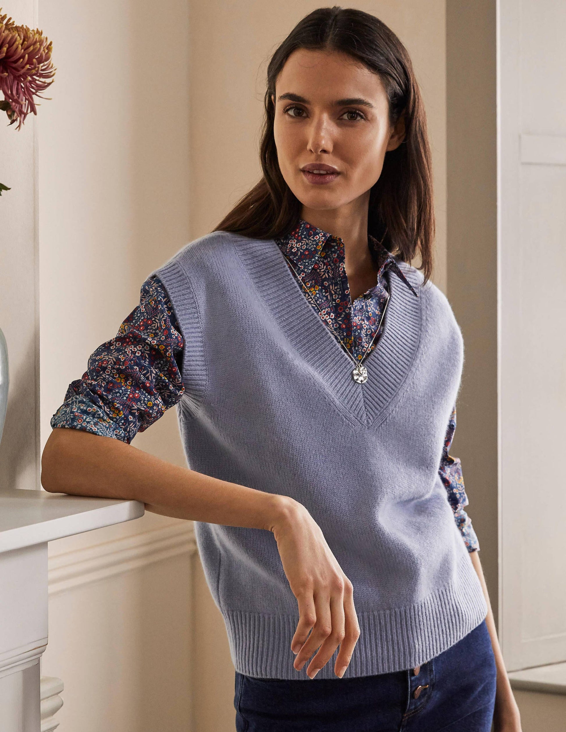 Cashmere Relaxed Tank Top-Lapis Light Blue-1