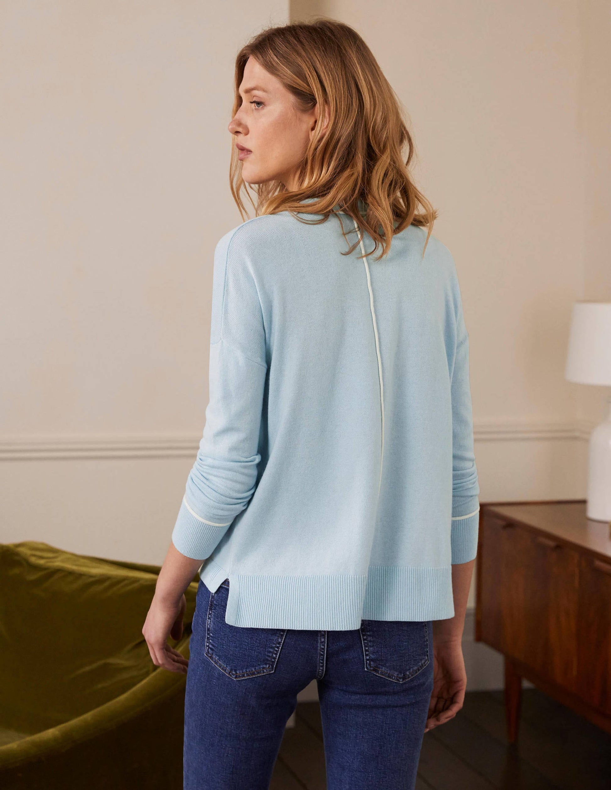 V-neck Relaxed Cardigan-Surf-3
