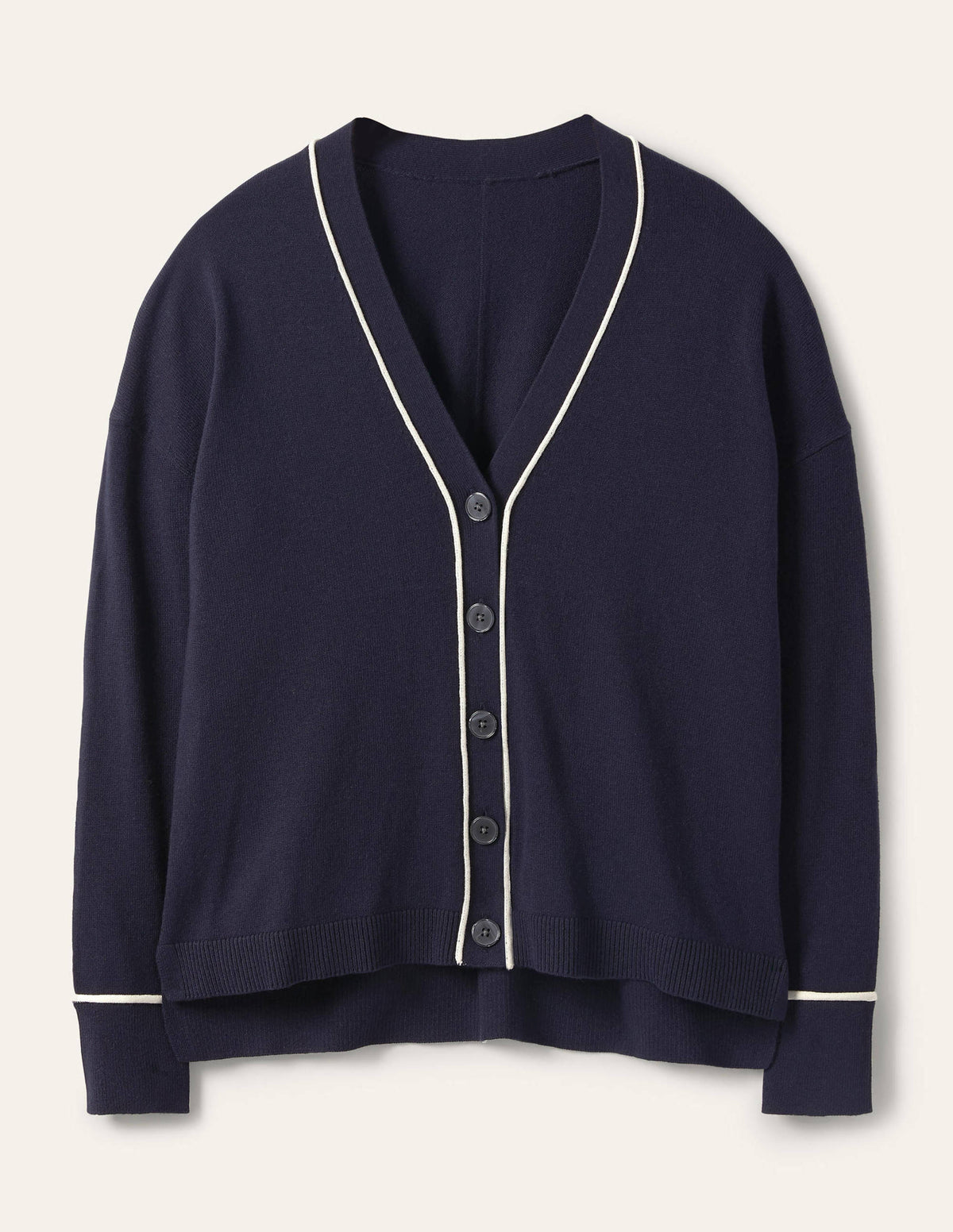 V-neck Relaxed Cardigan-Navy-5