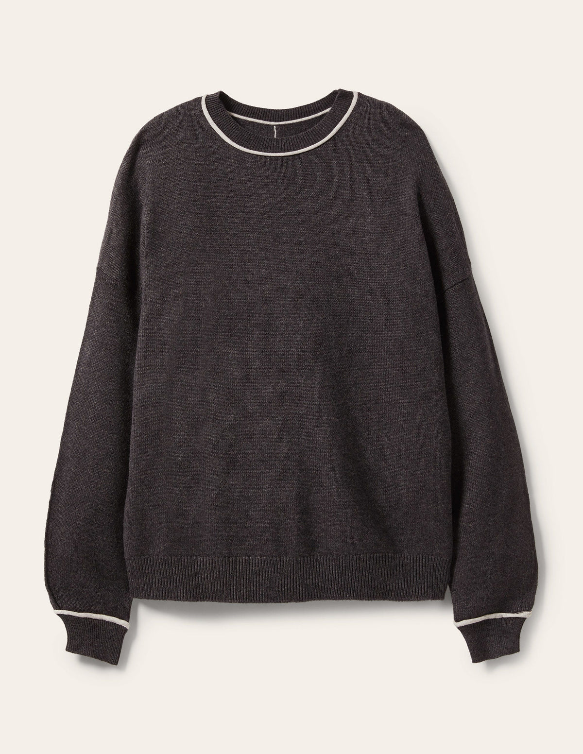 Oversized Crew Neck Jumper-Charcoal Melange-5
