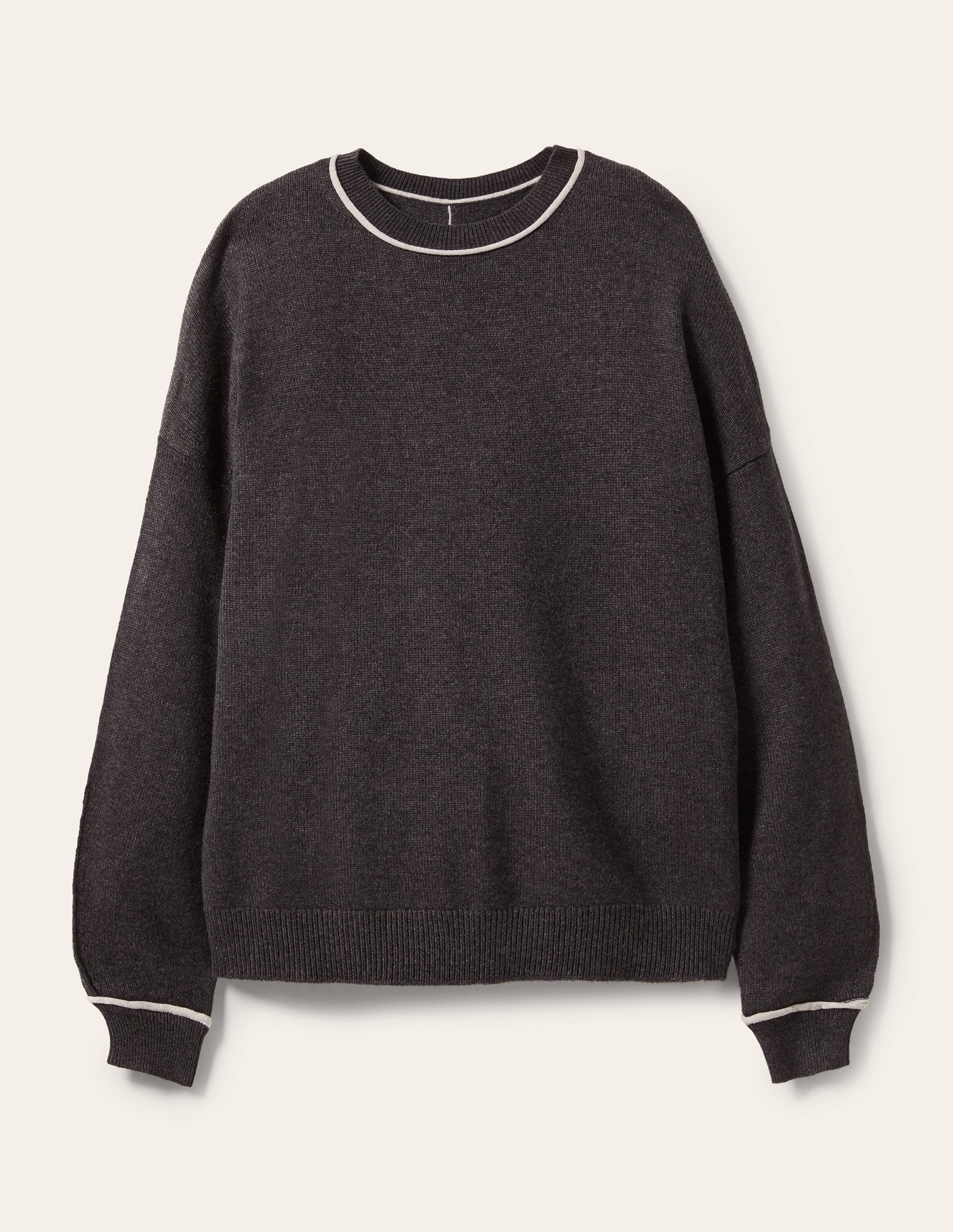 Oversized Crew Neck Jumper-Charcoal Melange - Image 5