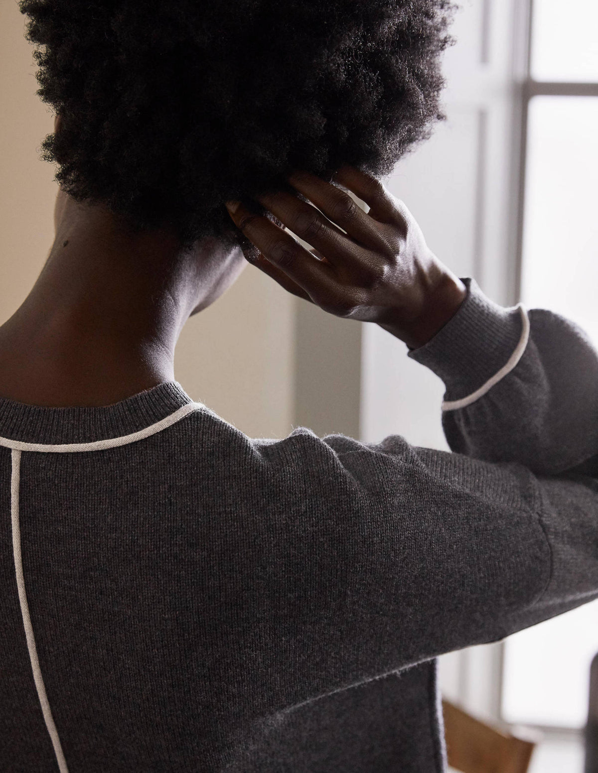 Oversized Crew Neck Jumper-Charcoal Melange-2