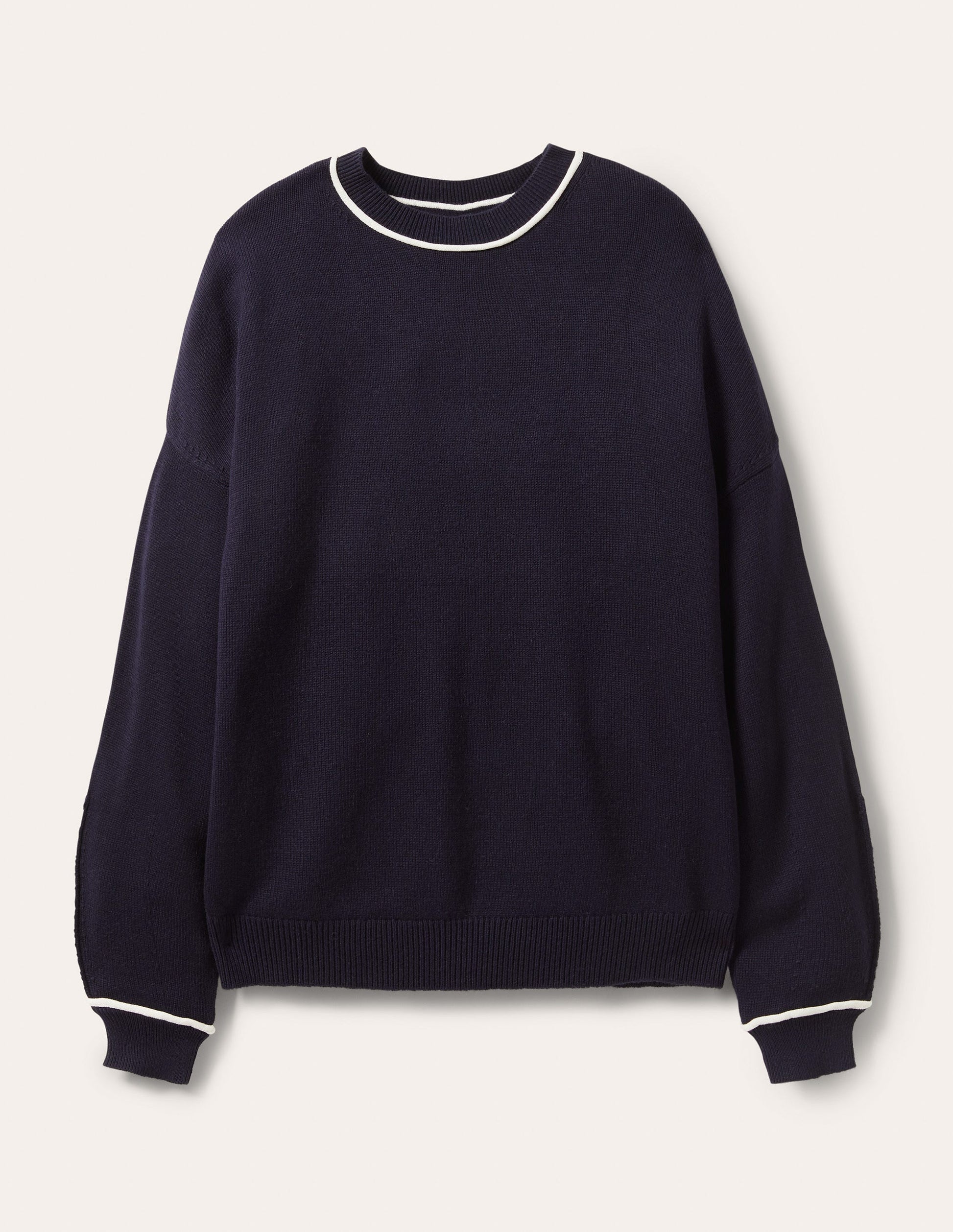 Oversized Crew Neck Jumper-Navy-5