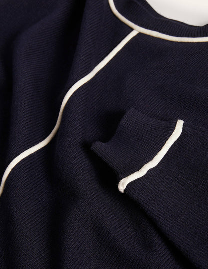 Oversized Crew Neck Jumper-Navy-6